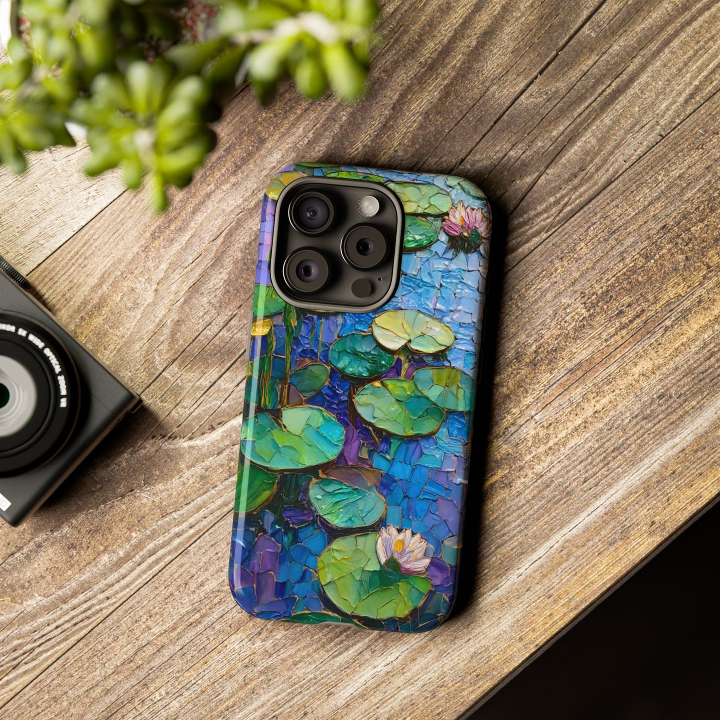 Lily Pad Phone Case, Impressionist Mosaic Botanical Cover, iPhone 15 16 17 Pro Air, Google Pixel 7 8 9 Pro, Samsung S23 S24 S25 S26 Ultra