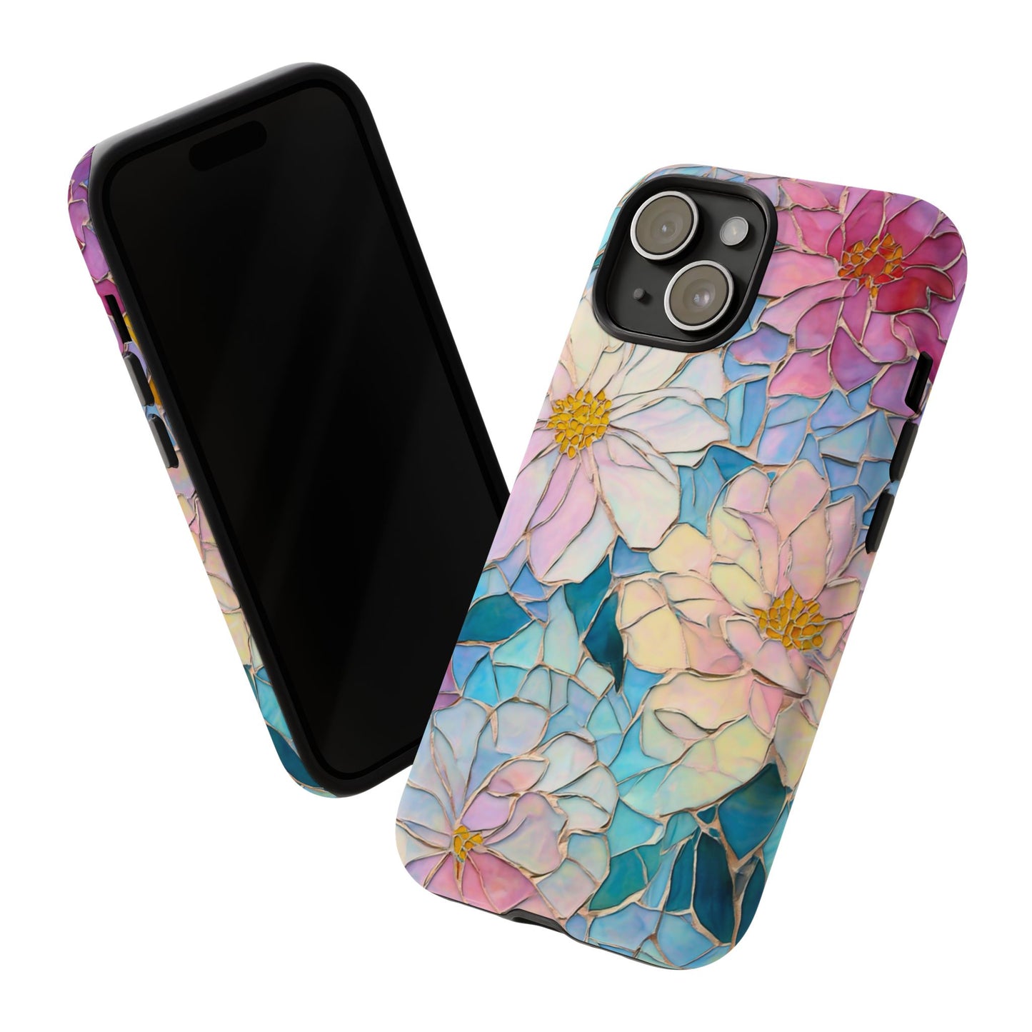 Floral Mosaic Phone Case, Colorful Flower Art Cover, Protective iPhone Samsung Pixel Case, New Phone Accessory, Gift for Friend