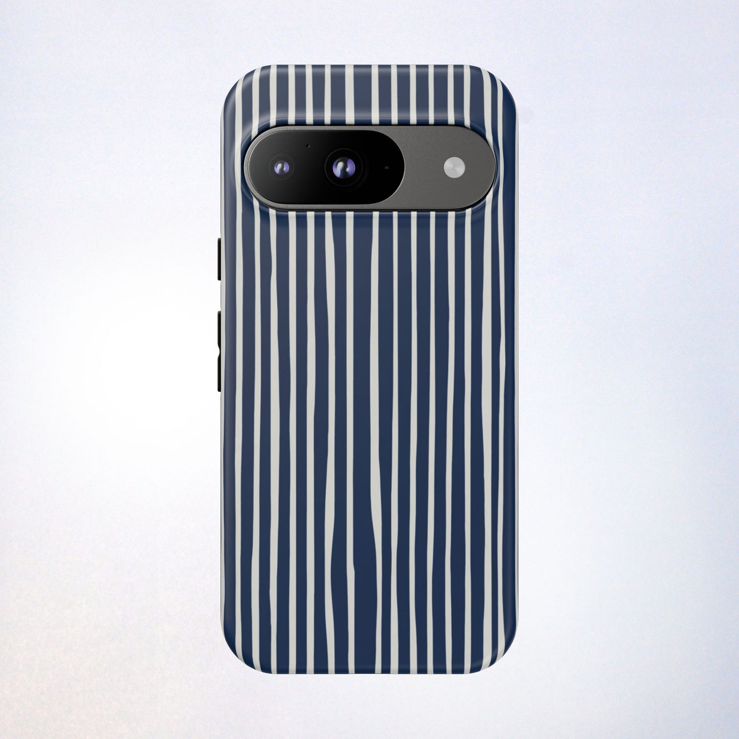 Navy Striped Phone Case | Minimalist Blue and White Stripe Design, Nautical Aesthetic Protective Cover