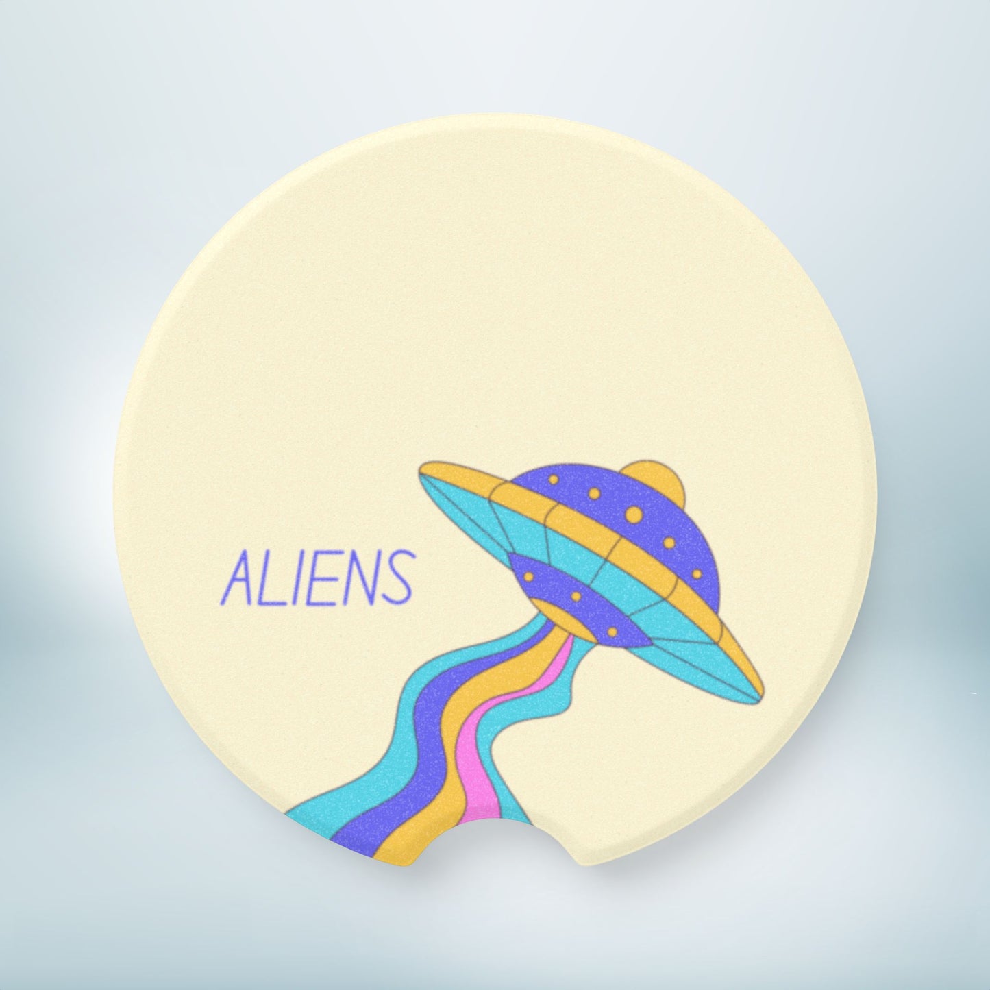 Car Coaster, Alien Spaceship Design, Extraterrestrial Car Accessory, Funny Cup Holder, New Car Gift, Car Organizer. Alien Coaster Set