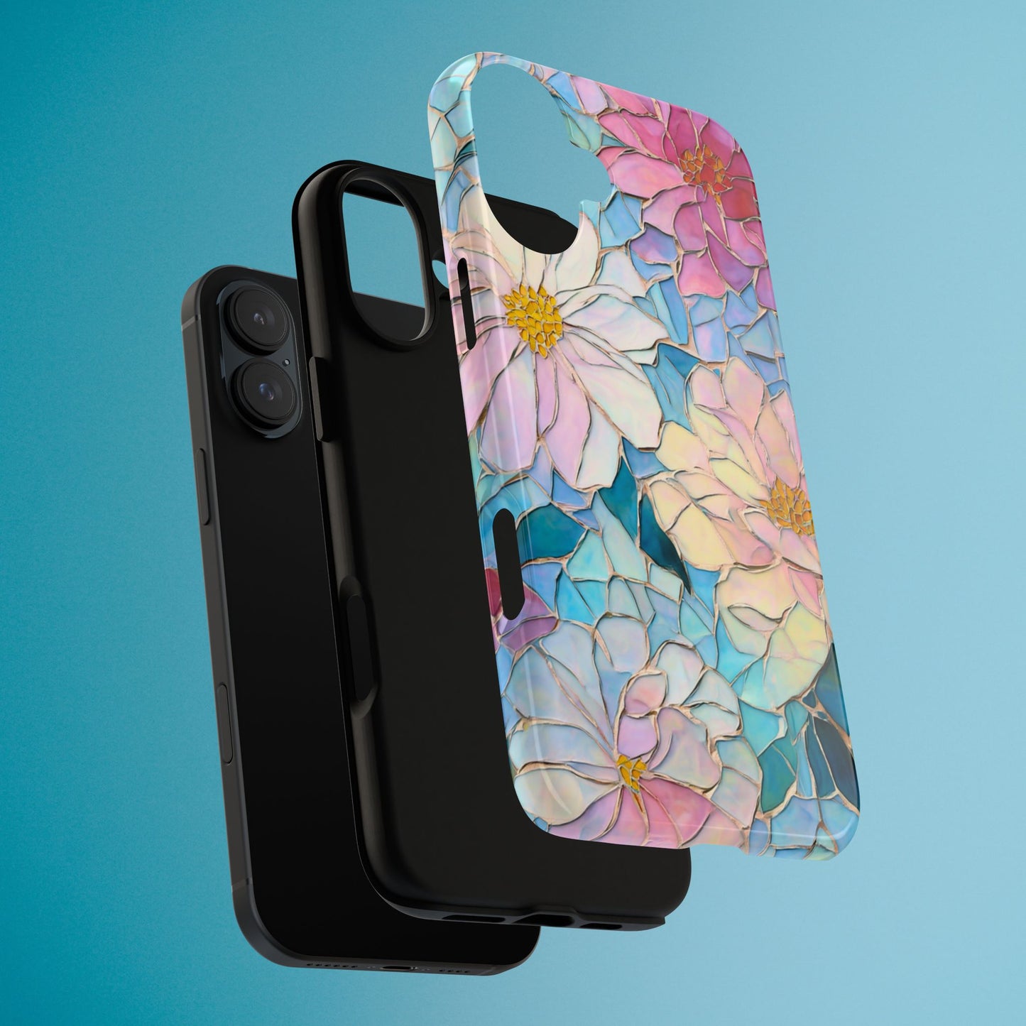 Floral Mosaic Phone Case, Colorful Flower Art Cover, Protective iPhone Samsung Pixel Case, New Phone Accessory, Gift for Friend