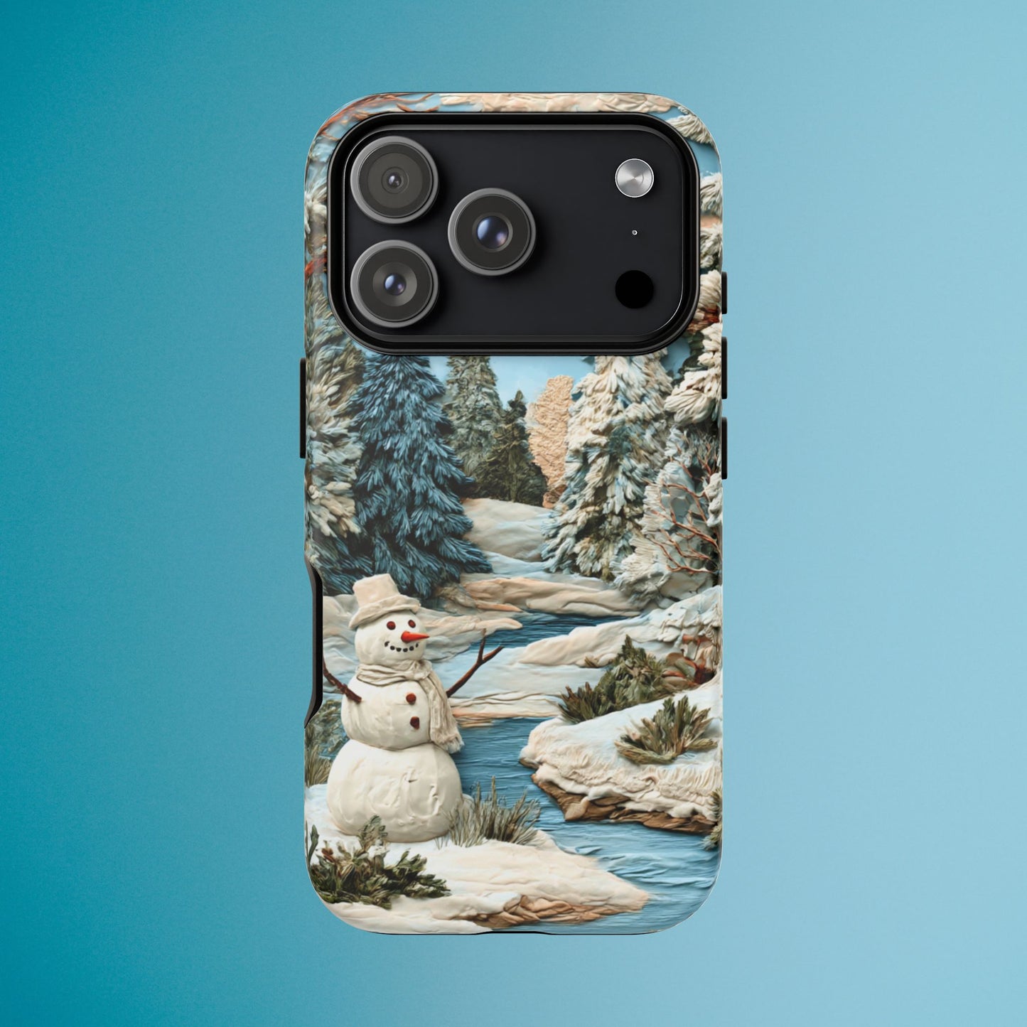 Snowman Winter Scene Phone Case Christmas Holiday Cover for iPhone Samsung Pixel