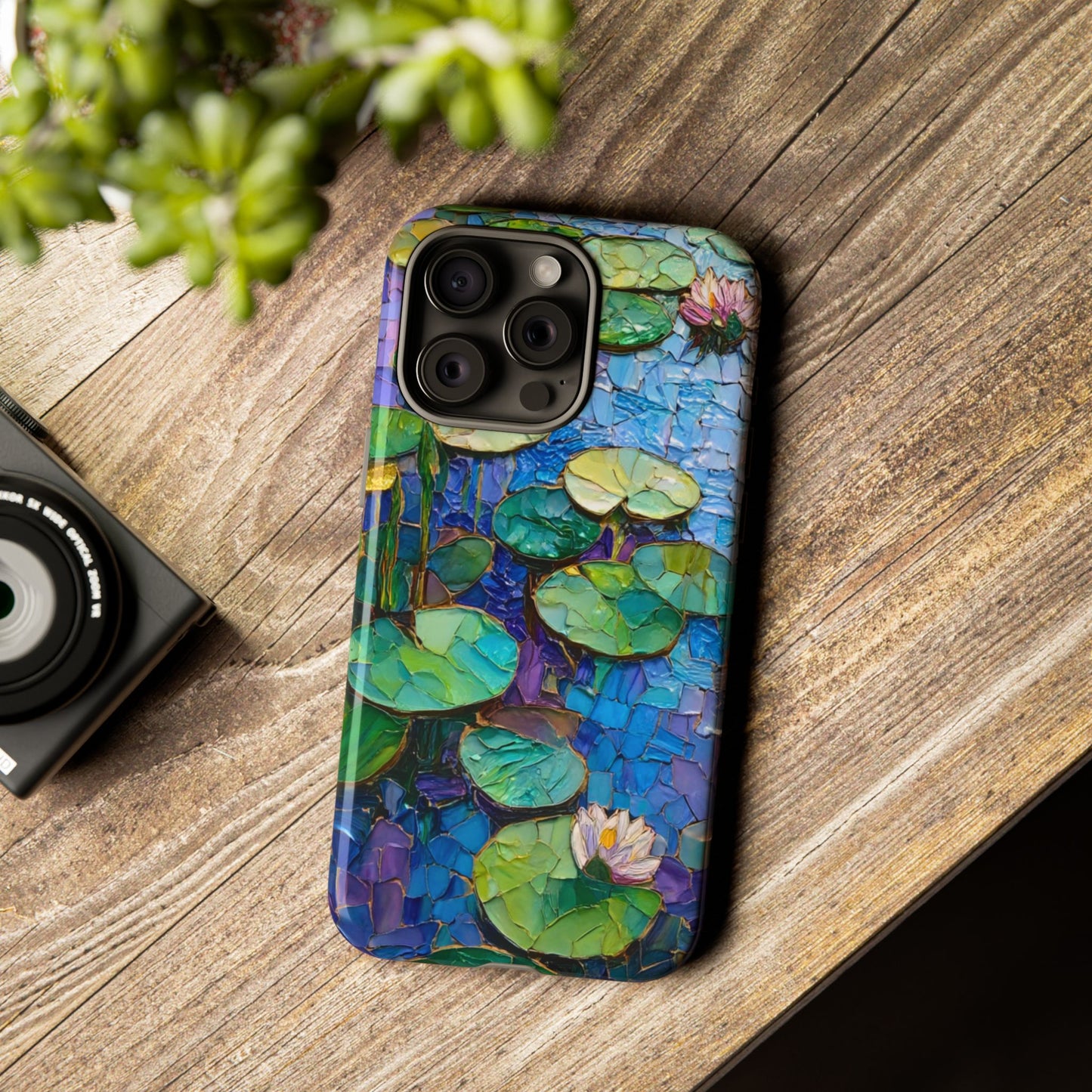 Lily Pad Phone Case, Impressionist Mosaic Botanical Cover, iPhone 15 16 17 Pro Air, Google Pixel 7 8 9 Pro, Samsung S23 S24 S25 S26 Ultra