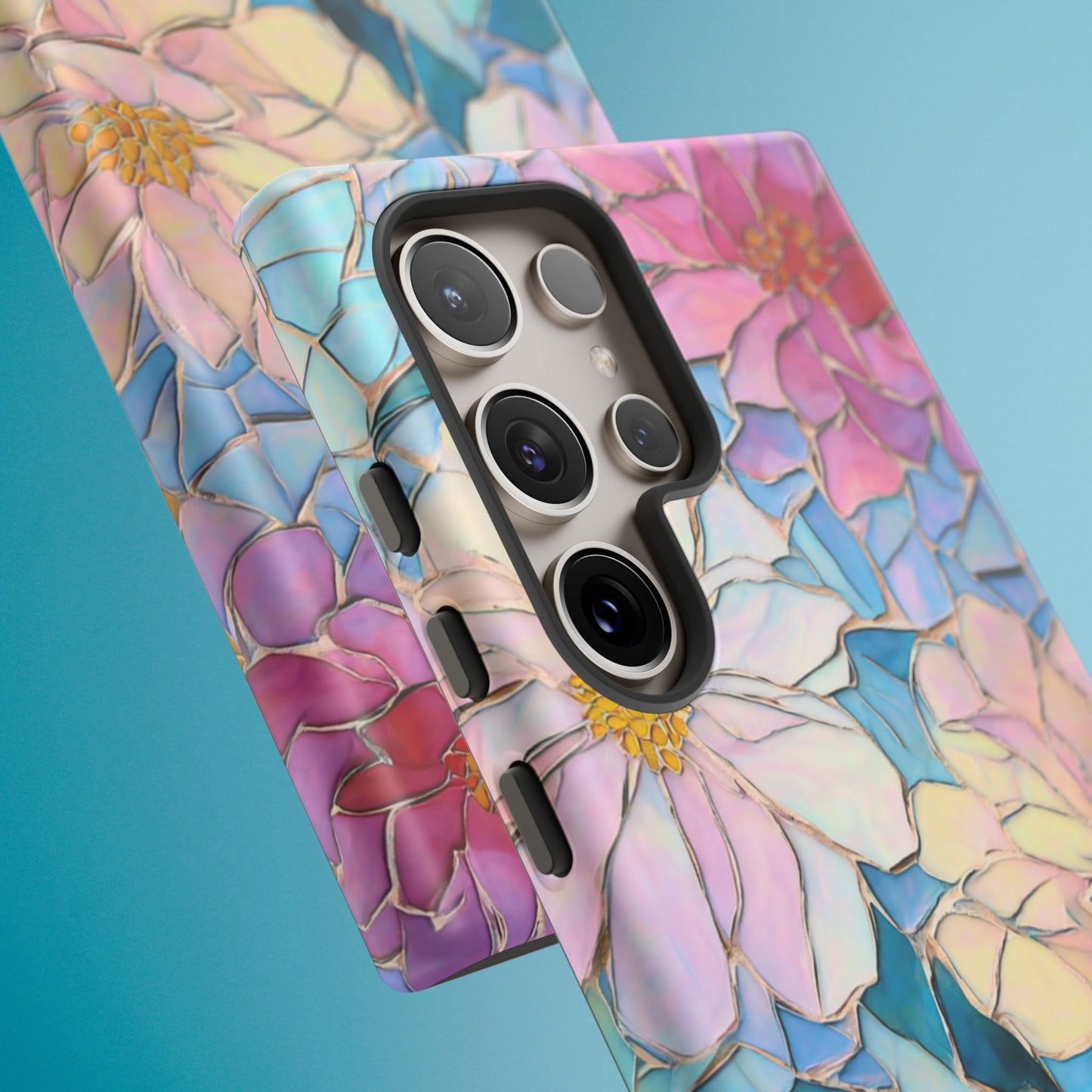 Floral Mosaic Phone Case, Colorful Flower Art Cover, Protective iPhone Samsung Pixel Case, New Phone Accessory, Gift for Friend