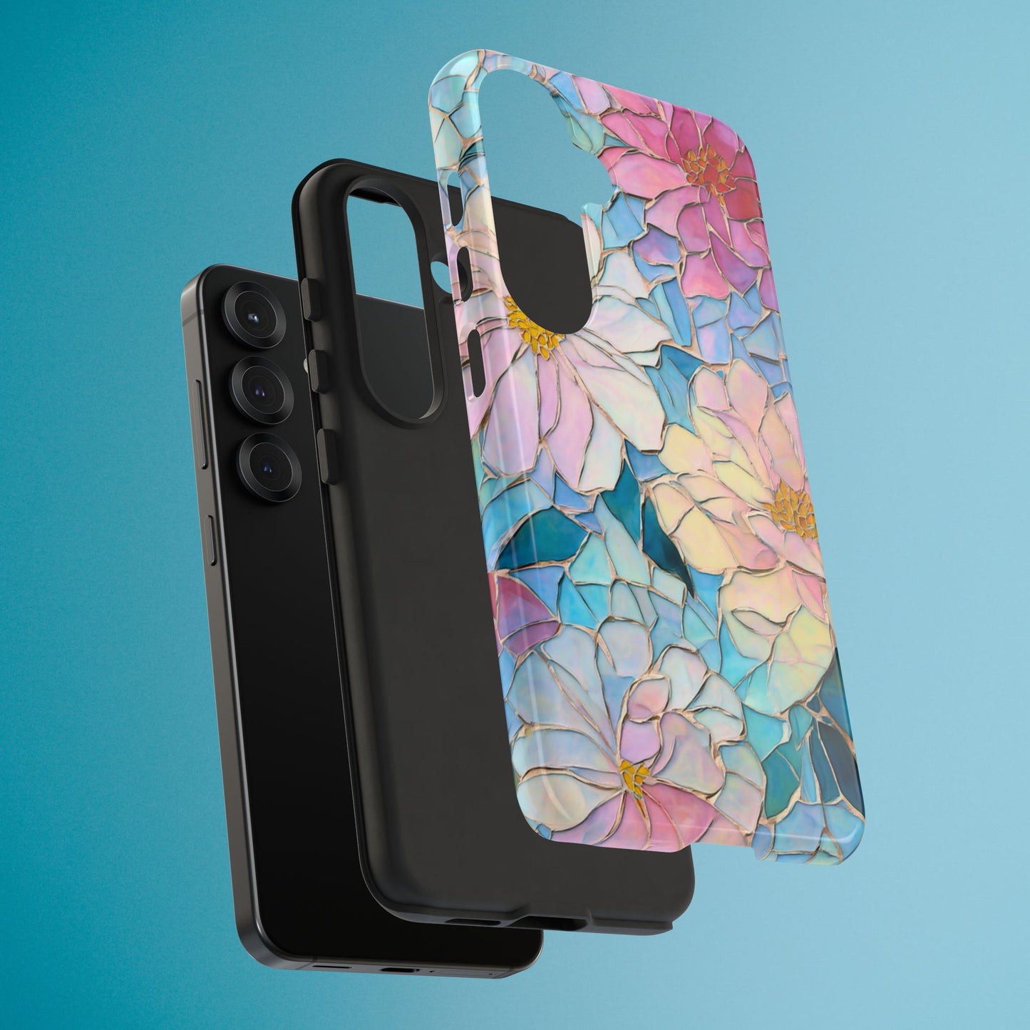 Floral Mosaic Phone Case, Colorful Flower Art Cover, Protective iPhone Samsung Pixel Case, New Phone Accessory, Gift for Friend