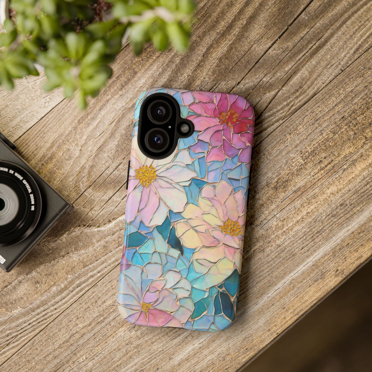 Floral Mosaic Phone Case, Colorful Flower Art Cover, Protective iPhone Samsung Pixel Case, New Phone Accessory, Gift for Friend