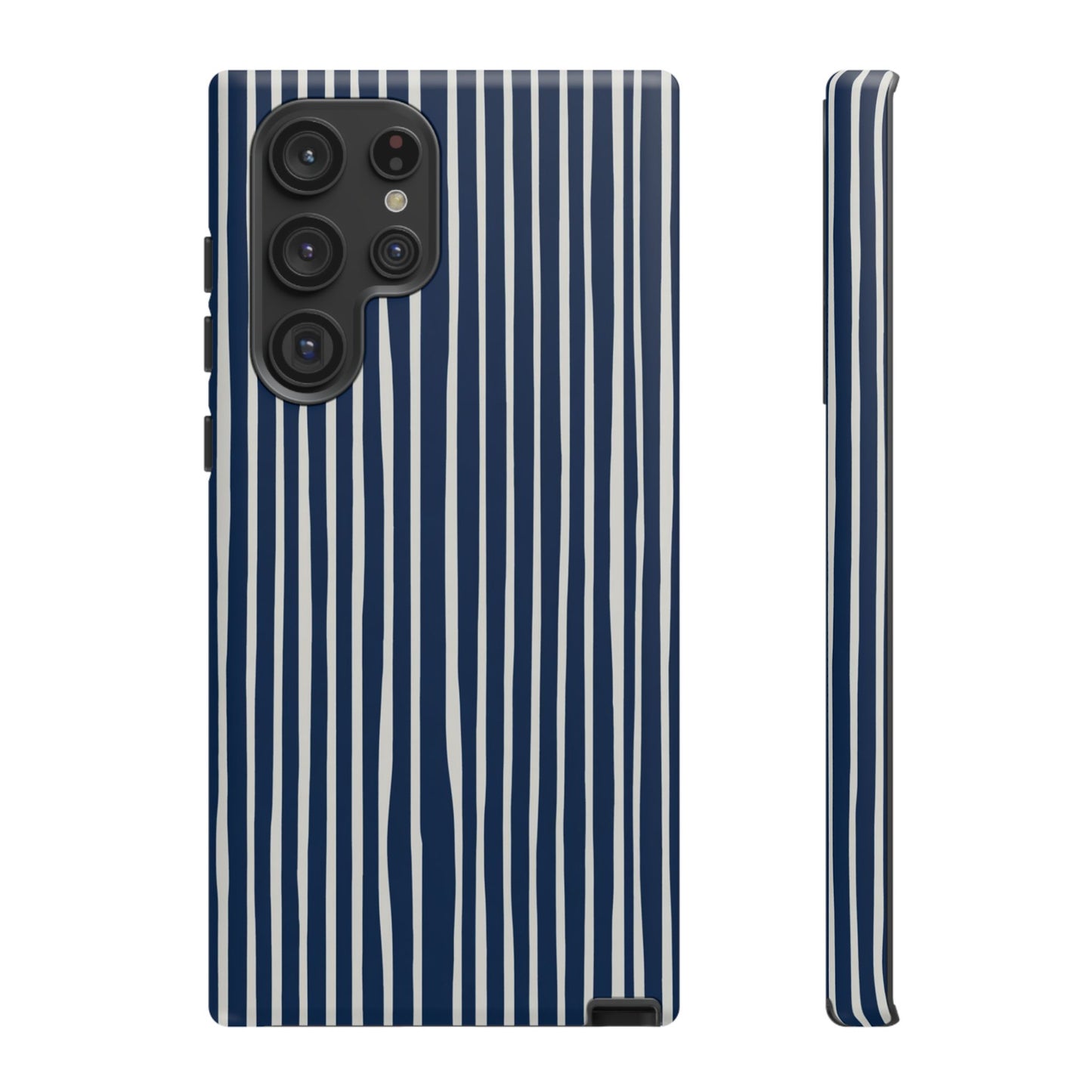Navy Striped Phone Case | Minimalist Blue and White Stripe Design, Nautical Aesthetic Protective Cover