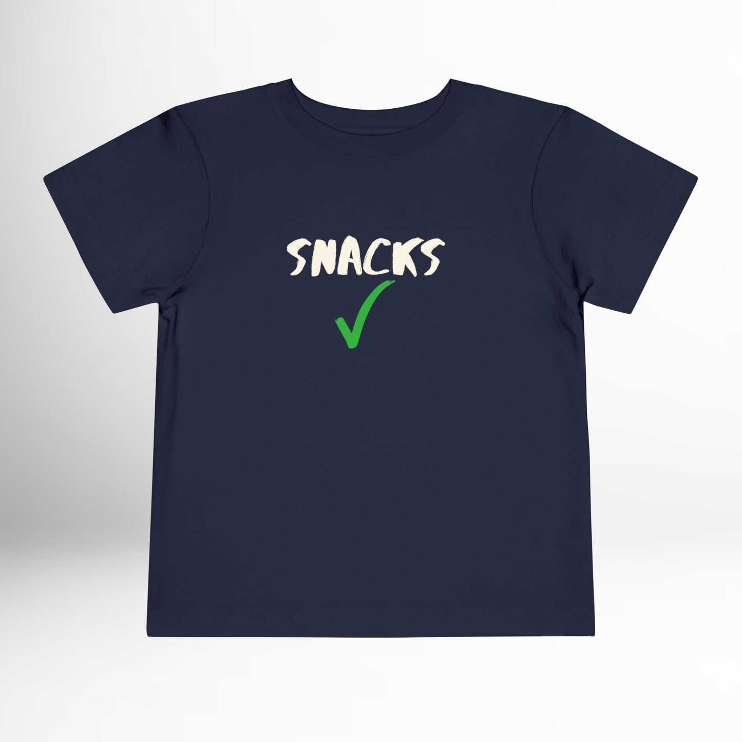 Snacks Toddler Shirt - Funny Green Checkmark Cotton Tee (2T-5T)