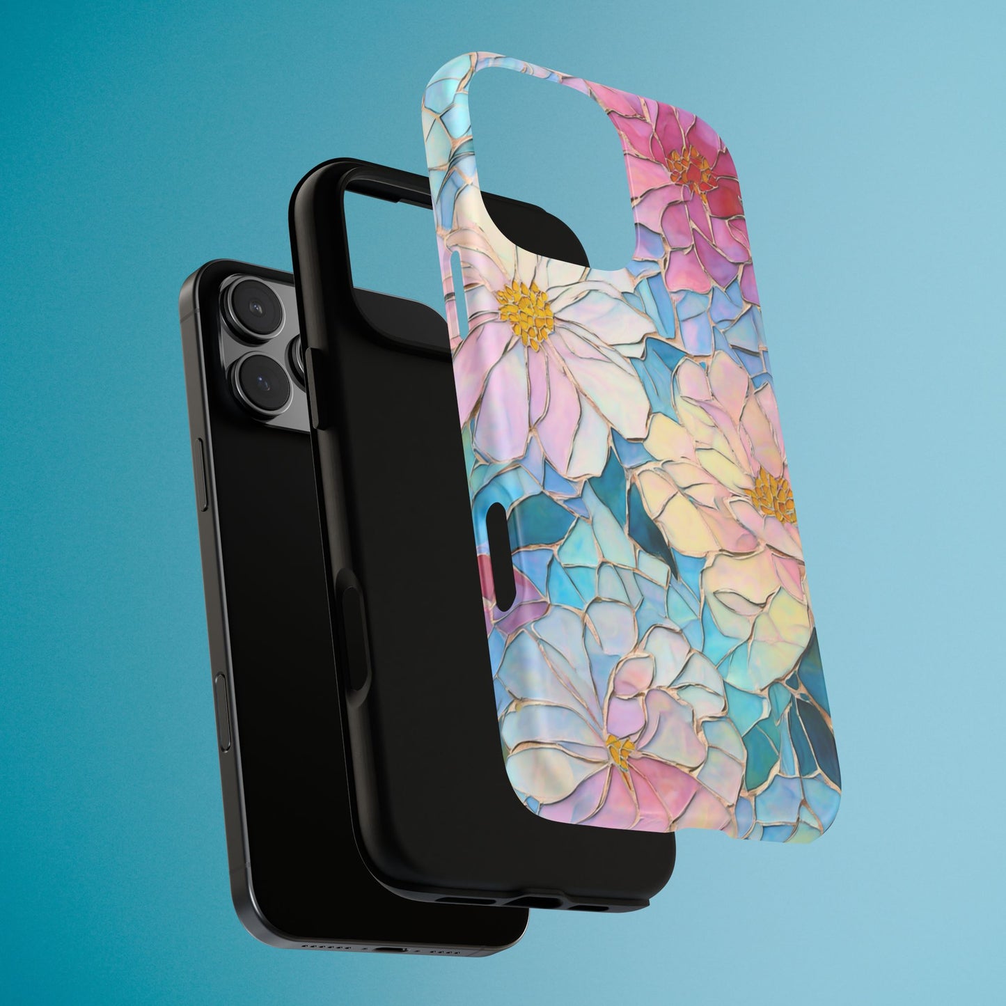 Floral Mosaic Phone Case, Colorful Flower Art Cover, Protective iPhone Samsung Pixel Case, New Phone Accessory, Gift for Friend