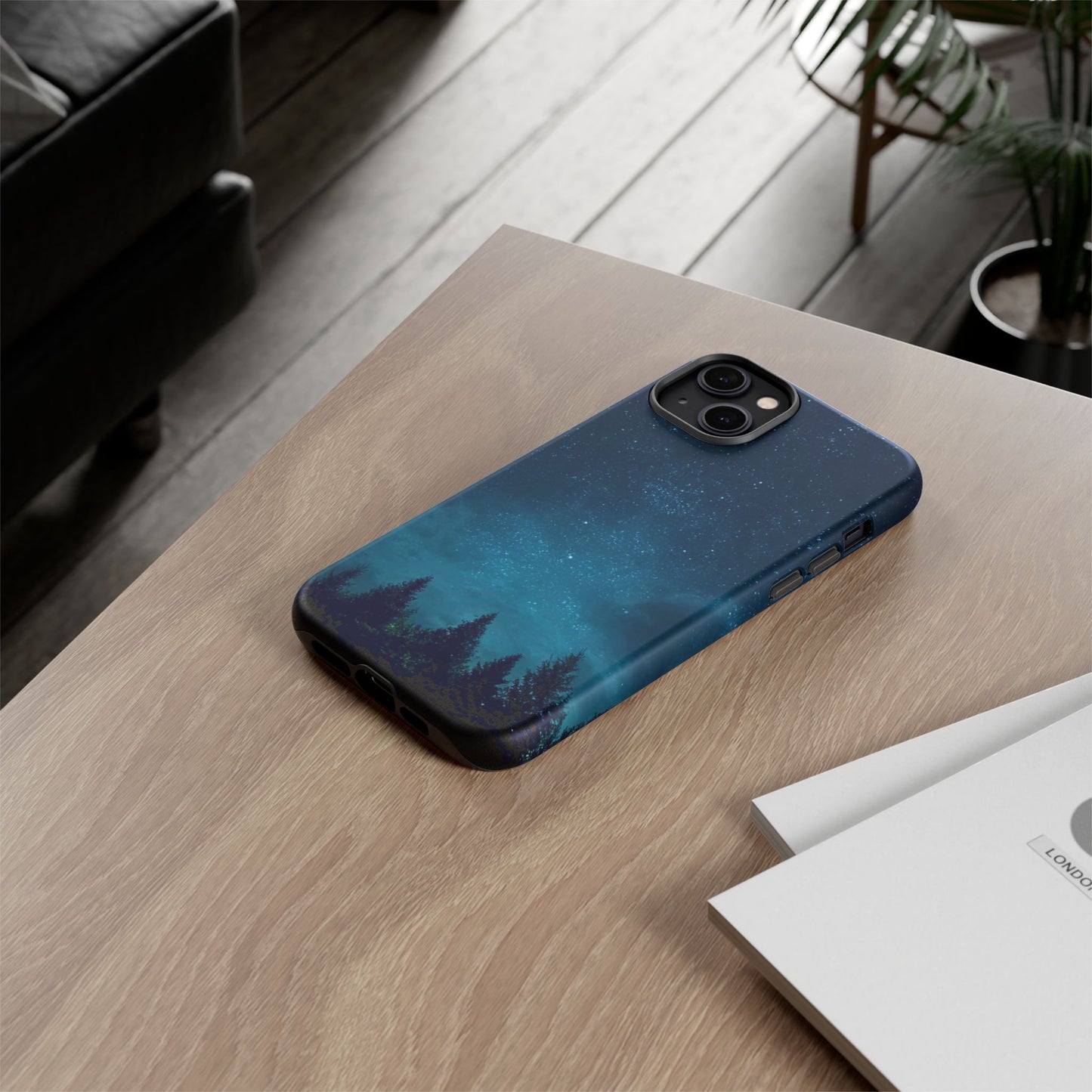 Dark Starry Night Phone Case - Winter Theme Phone Cover for iPhone, Pixel and Samsung Galaxy Models