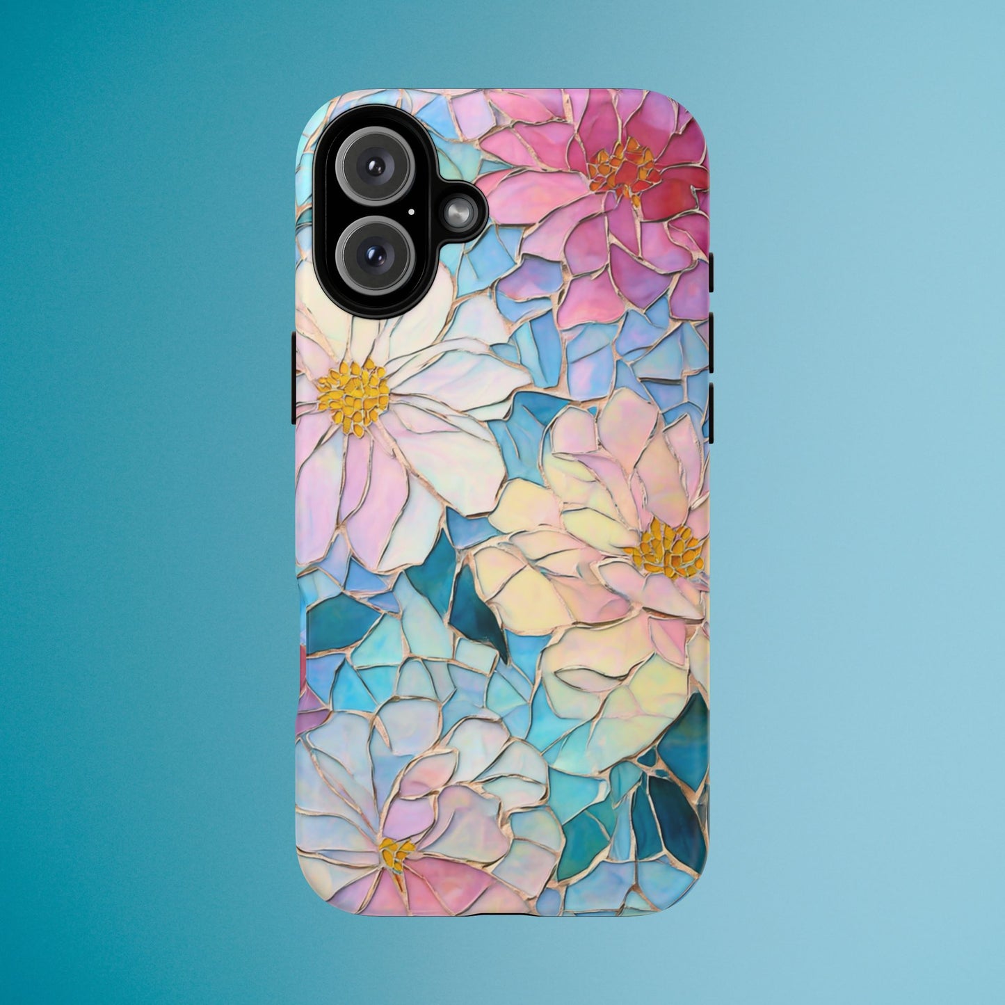 Floral Mosaic Phone Case, Colorful Flower Art Cover, Protective iPhone Samsung Pixel Case, New Phone Accessory, Gift for Friend