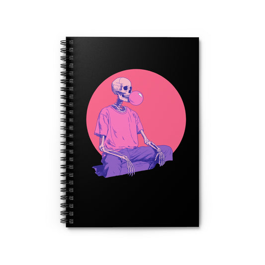 Skeleton Bubblegum Notebook, Trendy Spiral Journal, Back to School Supplies, Funny Aesthetic Stationery, Art Student Gift