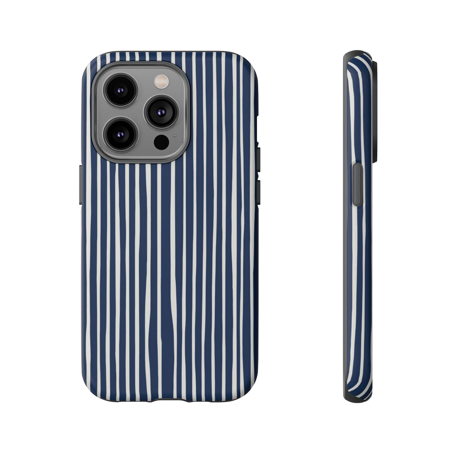 Navy Striped Phone Case | Minimalist Blue and White Stripe Design, Nautical Aesthetic Protective Cover