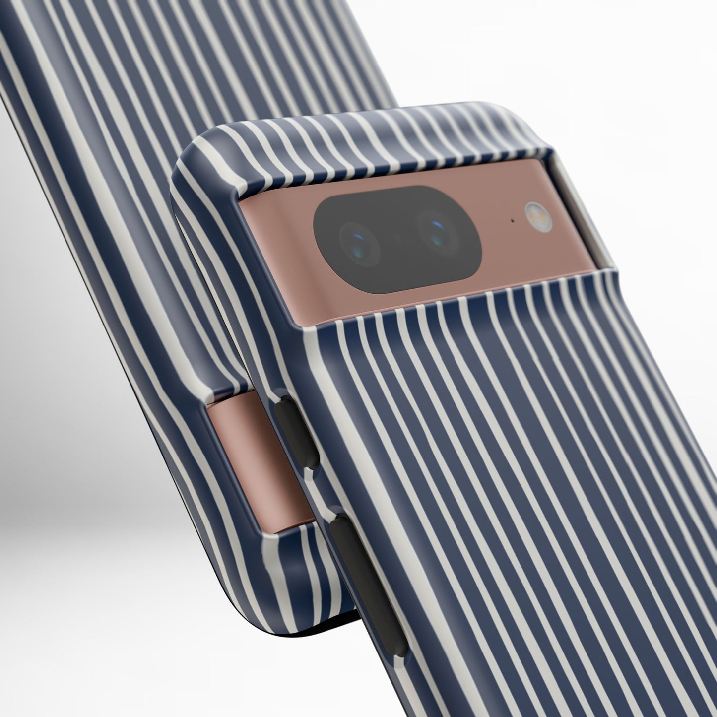 Navy Striped Phone Case | Minimalist Blue and White Stripe Design, Nautical Aesthetic Protective Cover