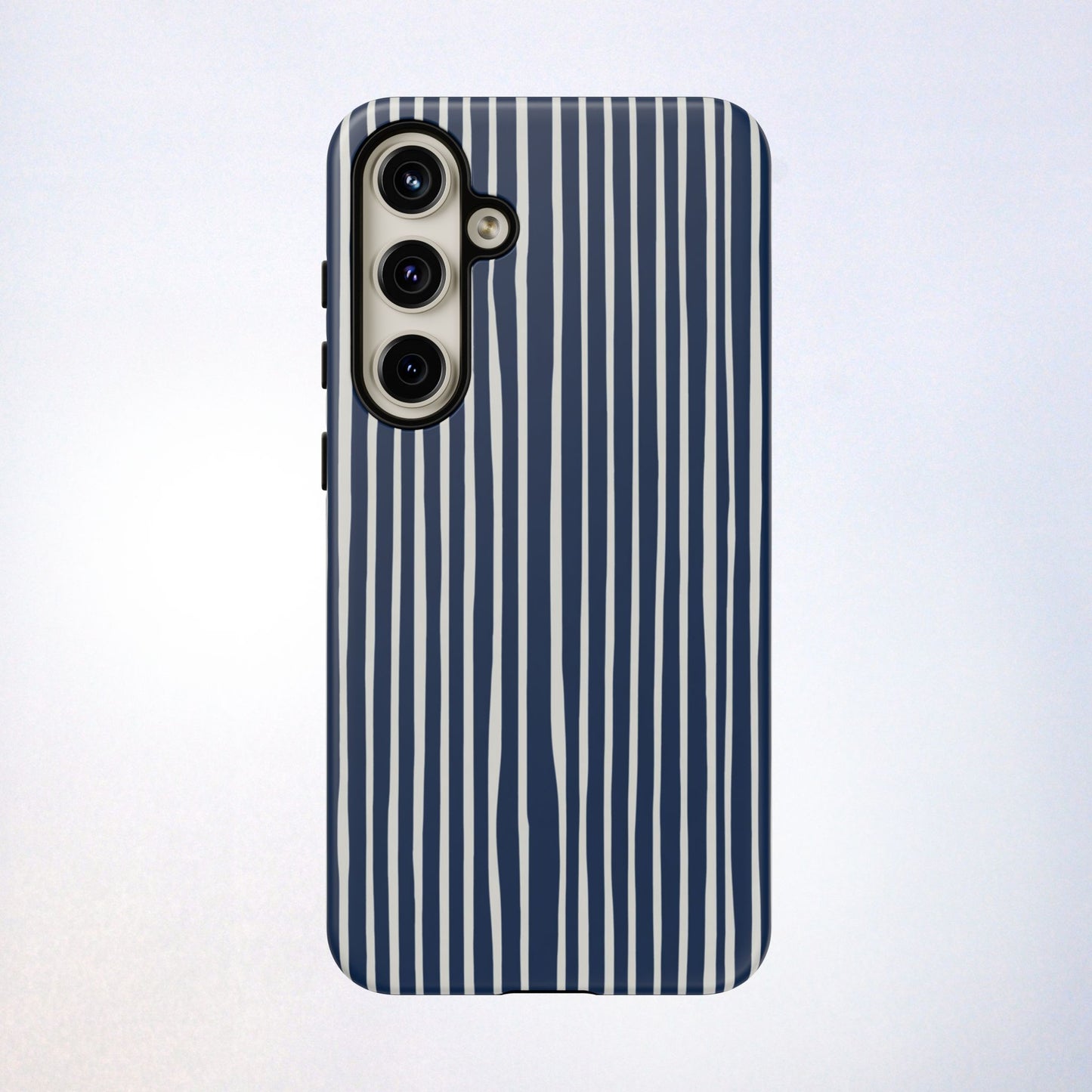 Navy Striped Phone Case | Minimalist Blue and White Stripe Design, Nautical Aesthetic Protective Cover