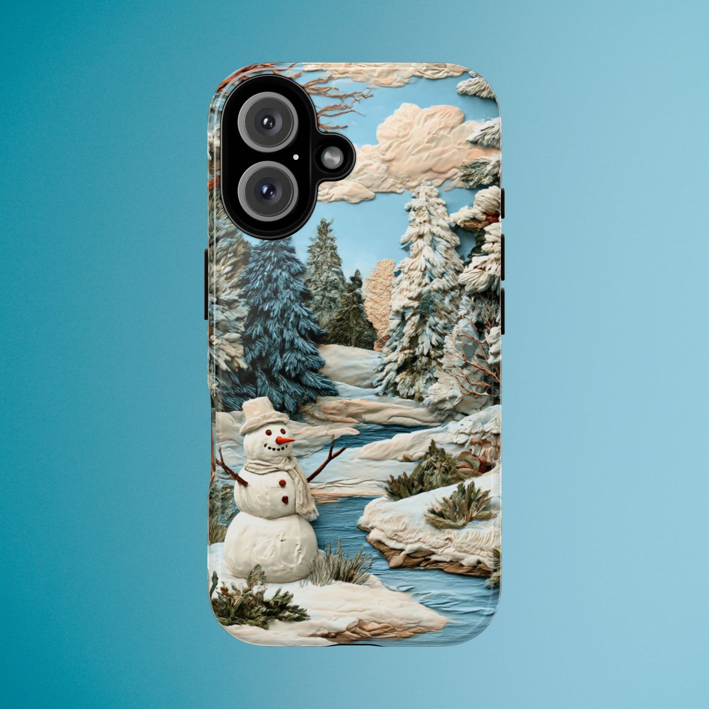 Snowman Winter Scene Phone Case Christmas Holiday Cover for iPhone Samsung Pixel