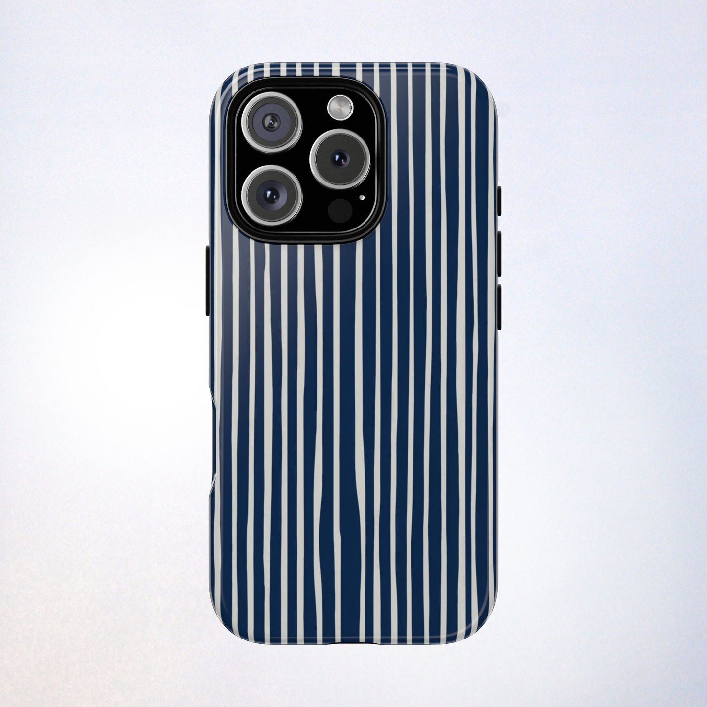 Navy Striped Phone Case | Minimalist Blue and White Stripe Design, Nautical Aesthetic Protective Cover