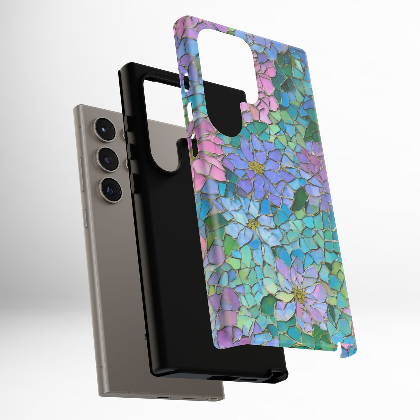 Mosaic Floral Phone Case, iPhone 17 Air Case, Pixel 9 Pro XL Cover, Samsung Galaxy 25 Plus Ultra Tough Case
