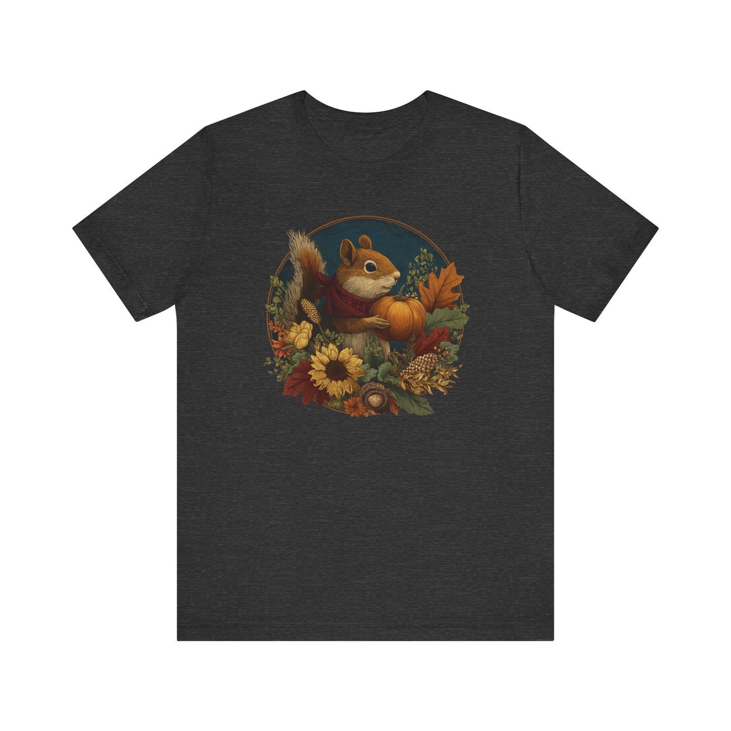 Squirrel with Pumpkin T-Shirt Cute Fall Woodland Animal Tee, Autumn Harvest Graphic Shirt, Cozy Nature Wildlife Top