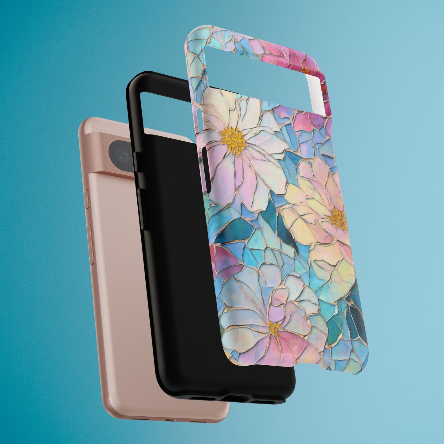 Floral Mosaic Phone Case, Colorful Flower Art Cover, Protective iPhone Samsung Pixel Case, New Phone Accessory, Gift for Friend