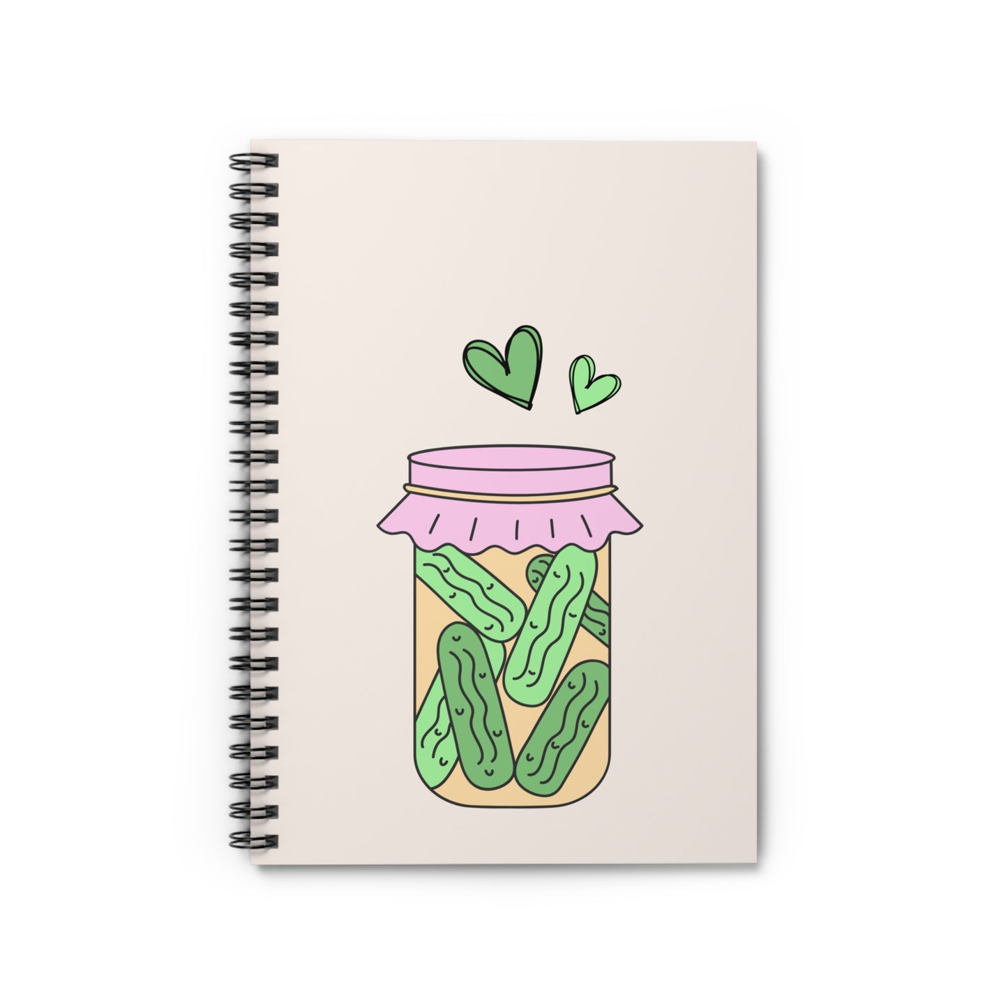 Pickle Jar Spiral Notebook Funny Foodie Ruled Journal, Cute Kawaii Pickle Design Writing Pad, Quirky Gift for Food Lovers & Students