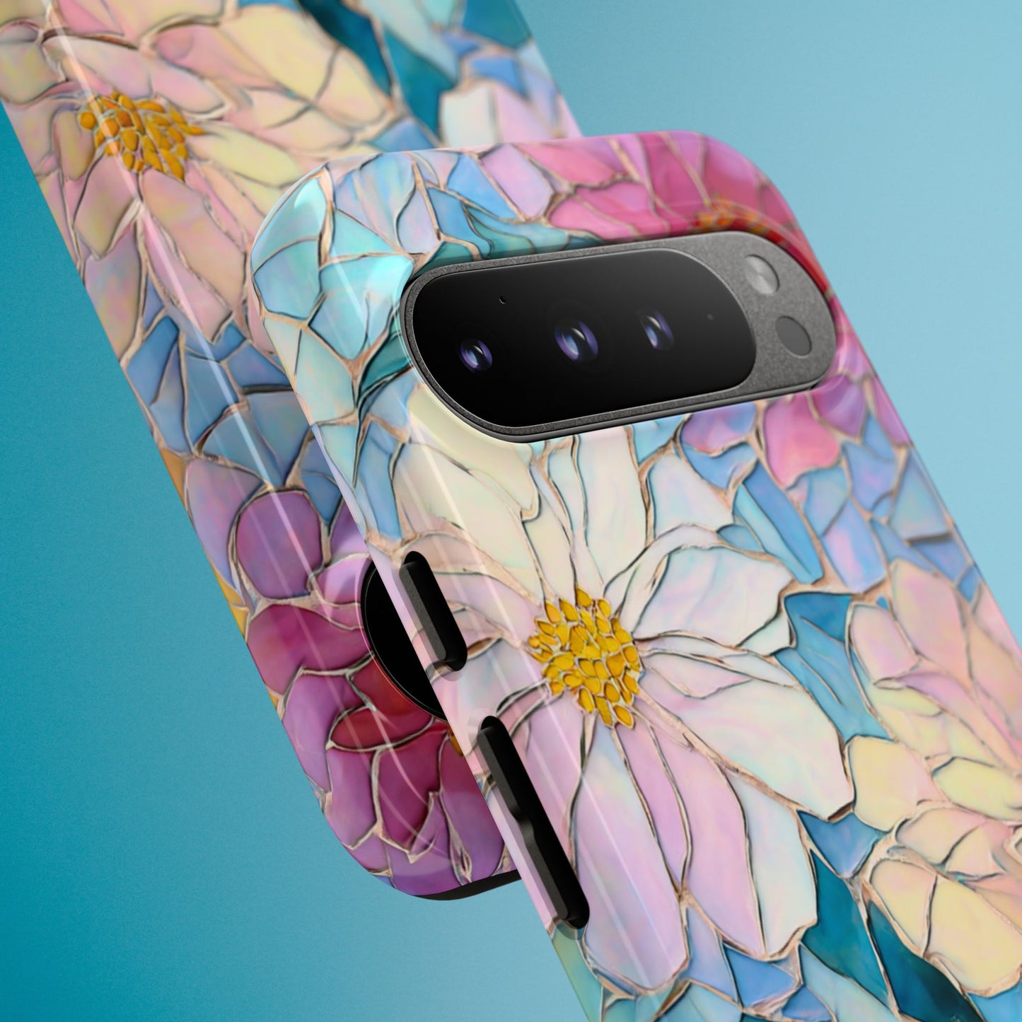 Floral Mosaic Phone Case, Colorful Flower Art Cover, Protective iPhone Samsung Pixel Case, New Phone Accessory, Gift for Friend