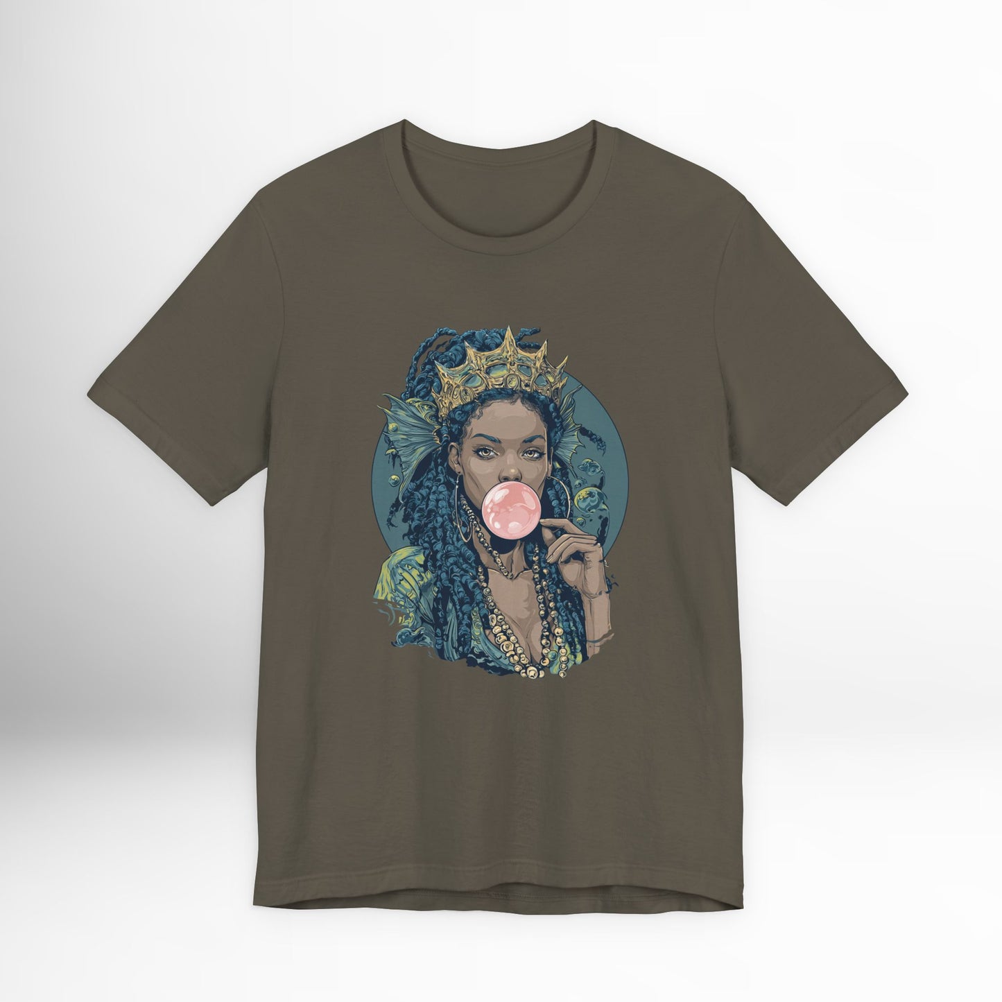 Siren Goddess Bubblegum T-Shirt | Fantasy Ocean Mythology Tee | Mermaid Crown Graphic Shirt | Unique Streetwear Top