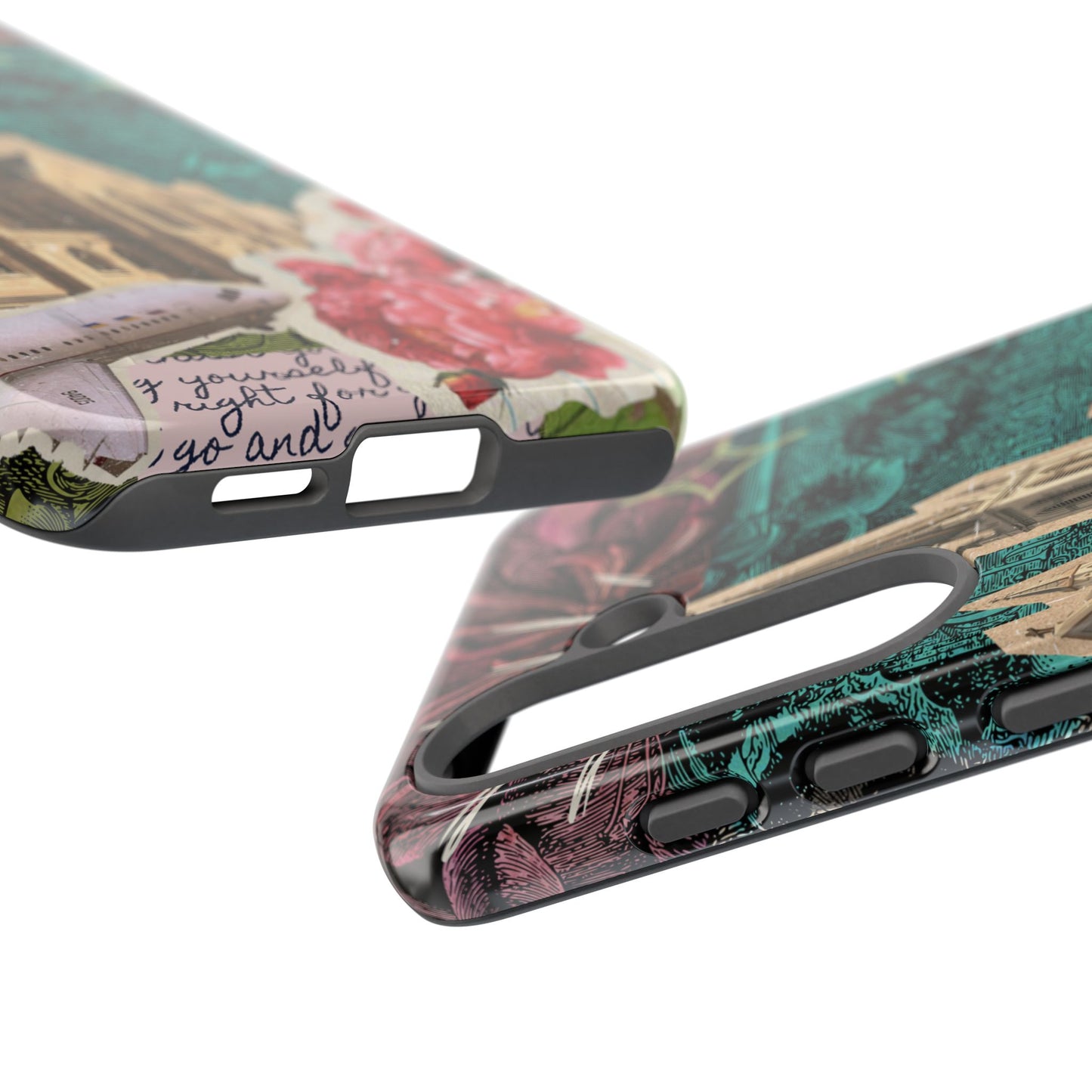 Gothic Cathedral Phone Case, Dark Academia Aesthetic, Fall Floral Art iPhone Samsung Pixel Cover, Scrapbook Vintage Phone Case Design