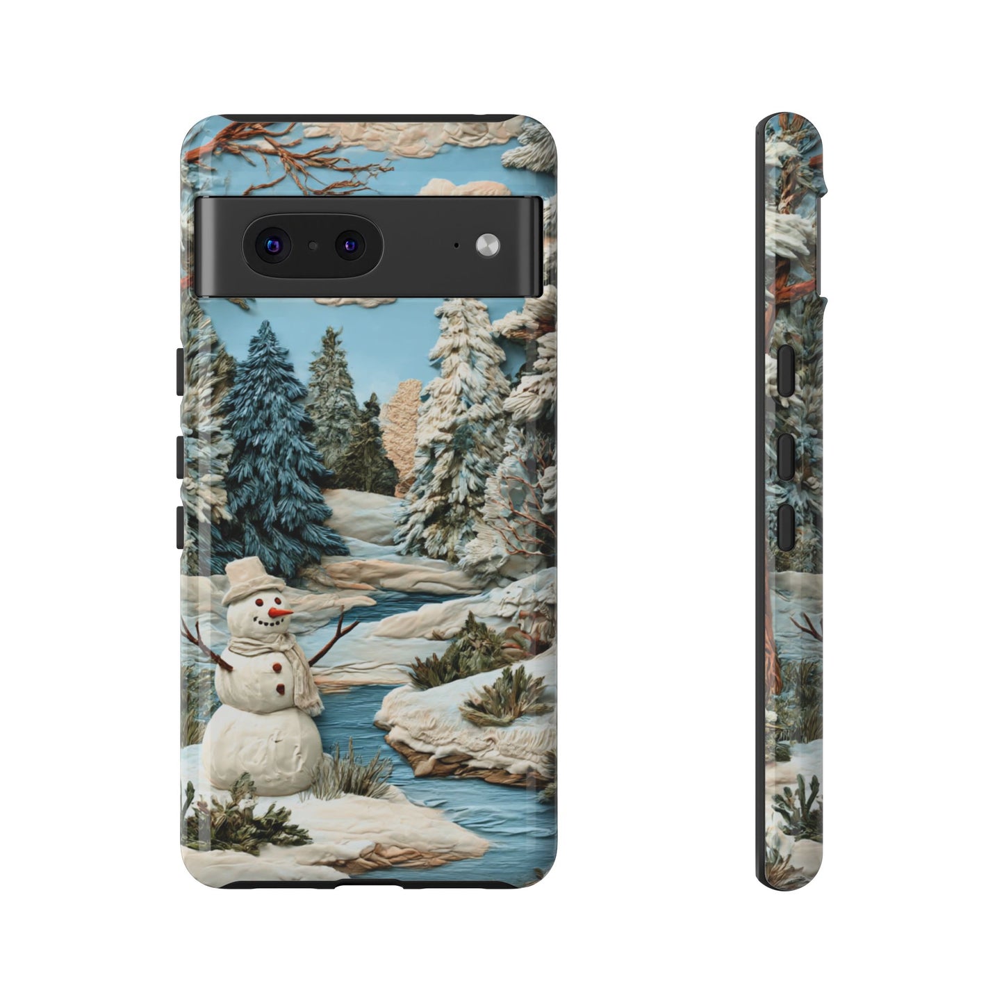 Snowman Winter Scene Phone Case Christmas Holiday Cover for iPhone Samsung Pixel