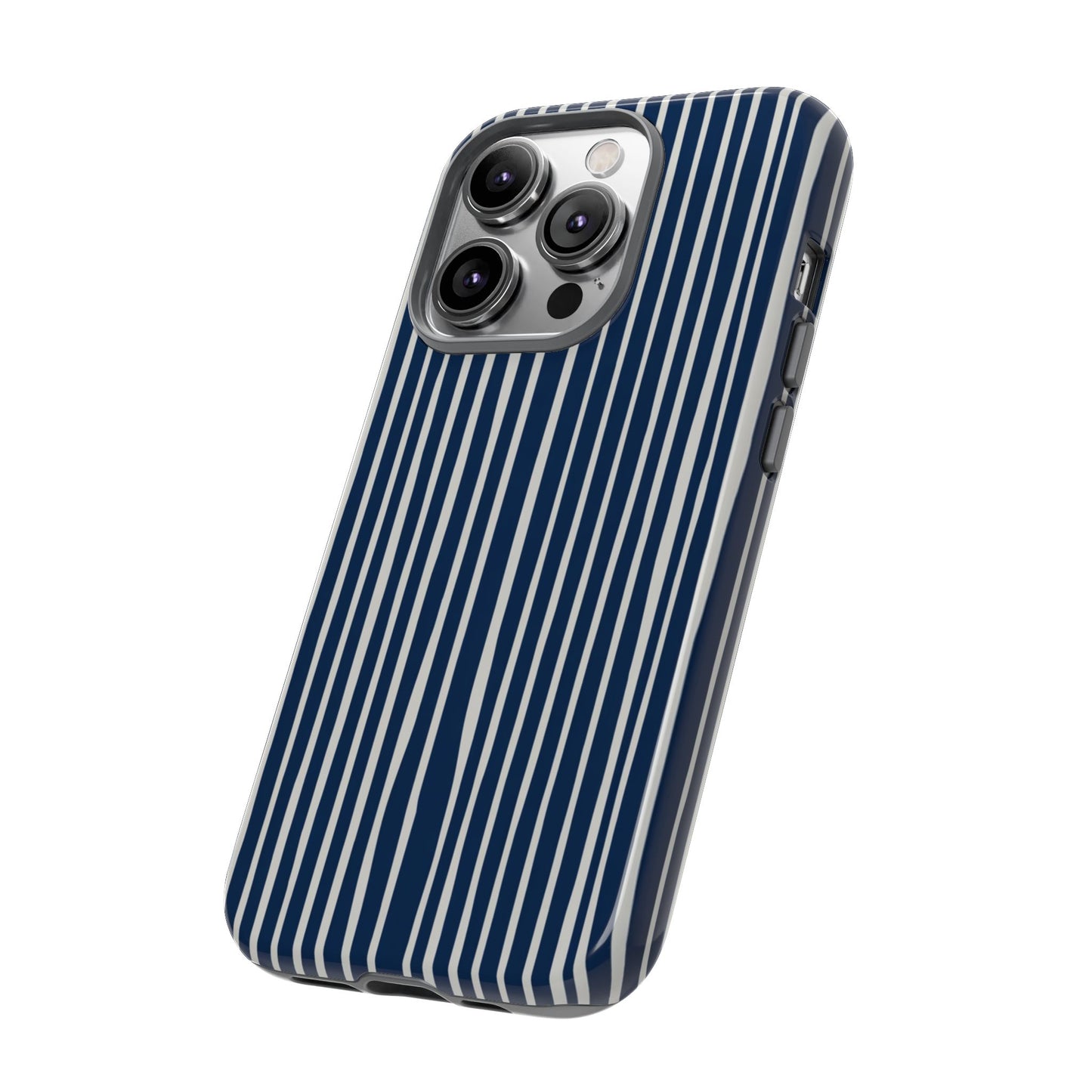Navy Striped Phone Case | Minimalist Blue and White Stripe Design, Nautical Aesthetic Protective Cover