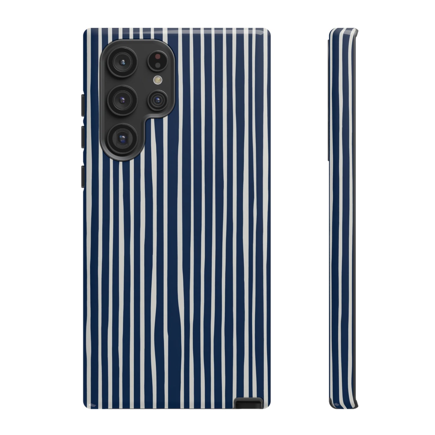 Navy Striped Phone Case | Minimalist Blue and White Stripe Design, Nautical Aesthetic Protective Cover