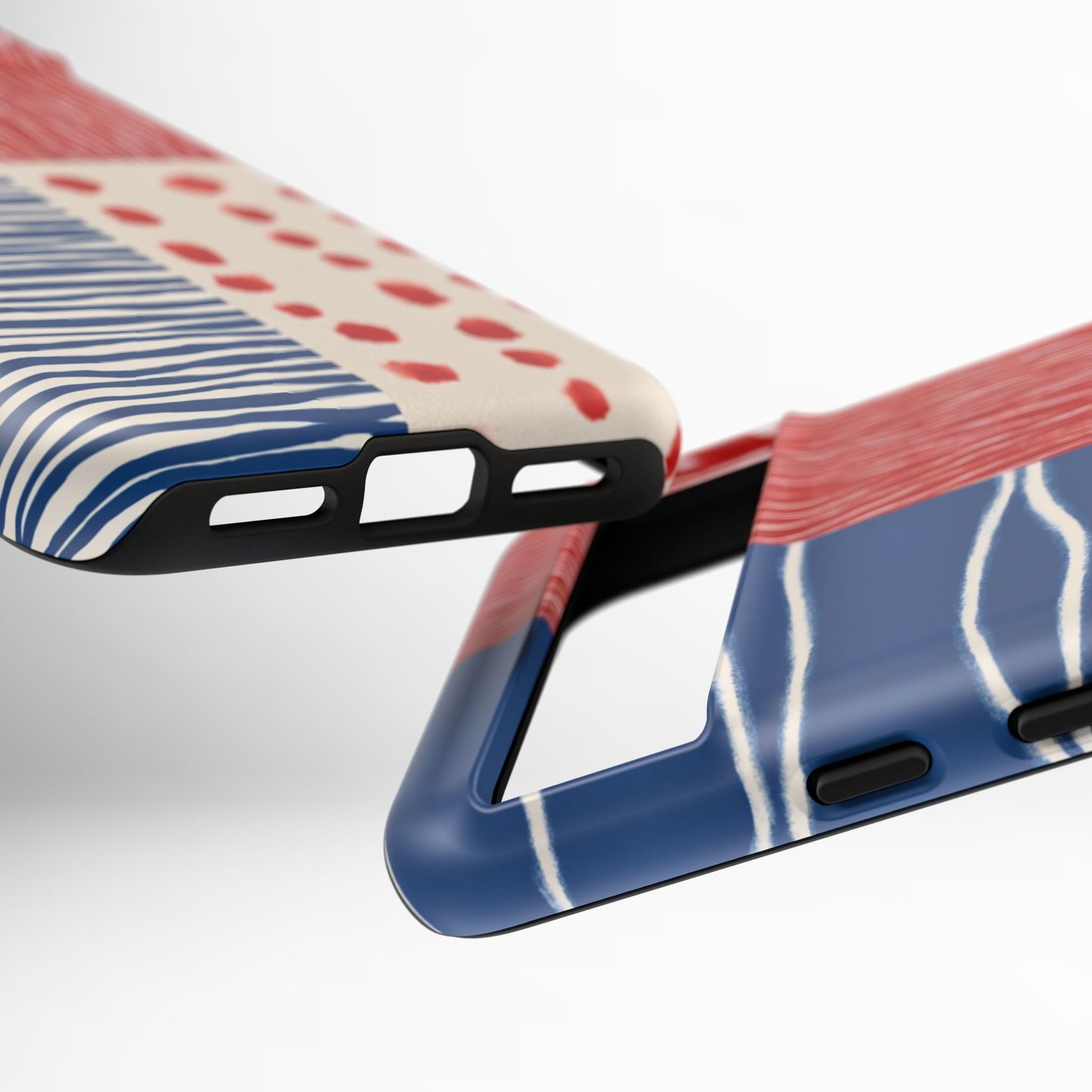 Abstract Geometric Phone Case | Red, Blue & White Pattern Cover for iPhone, Galaxy, Pixel