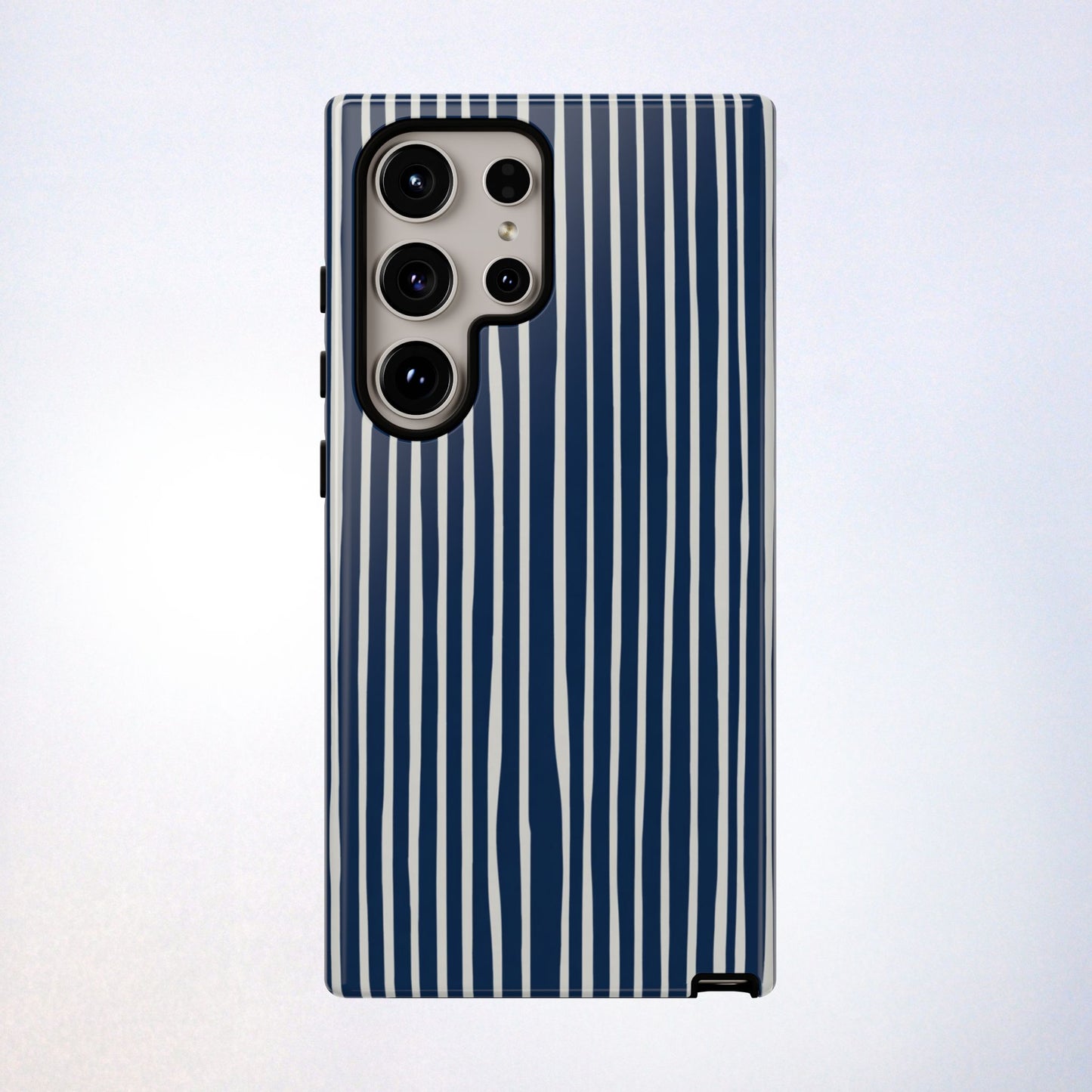 Navy Striped Phone Case | Minimalist Blue and White Stripe Design, Nautical Aesthetic Protective Cover