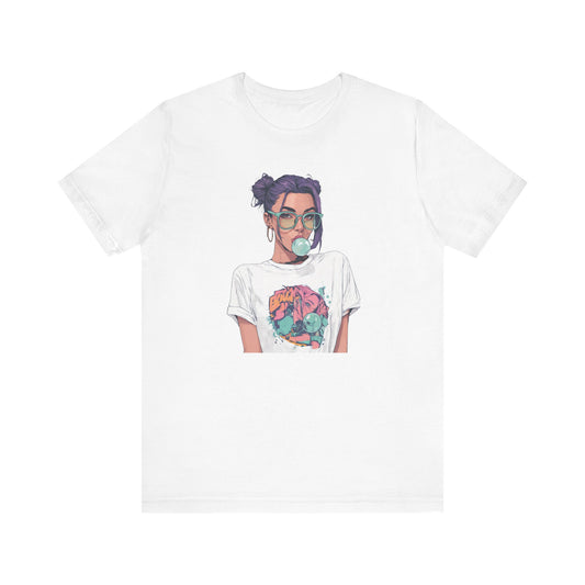 Anime Girl Graphic T Shirt, Bubblegum Pop Art Tee, Japanese Streetwear Aesthetic, Cool Manga Style Top, Gift for Anime Fans