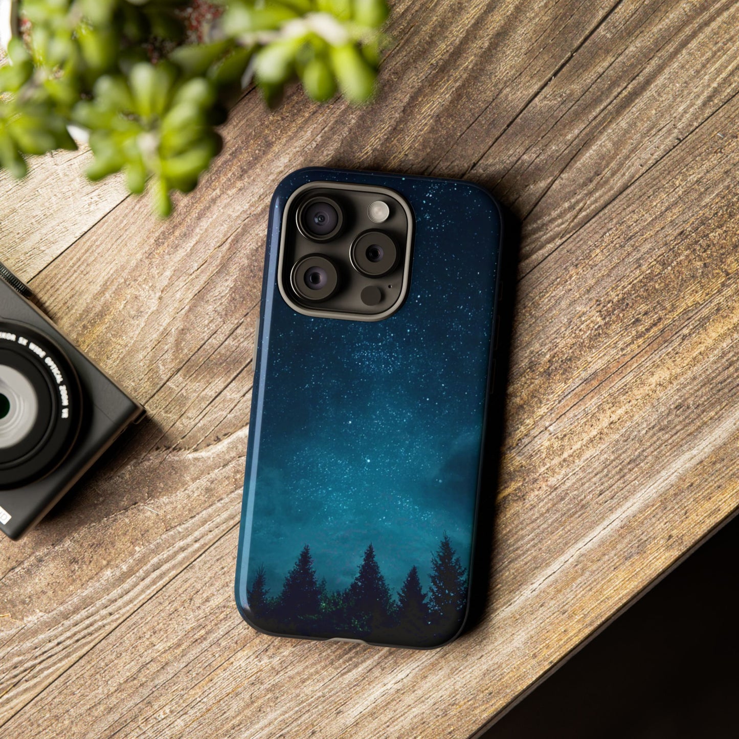 Dark Starry Night Phone Case - Winter Theme Phone Cover for iPhone, Pixel and Samsung Galaxy Models