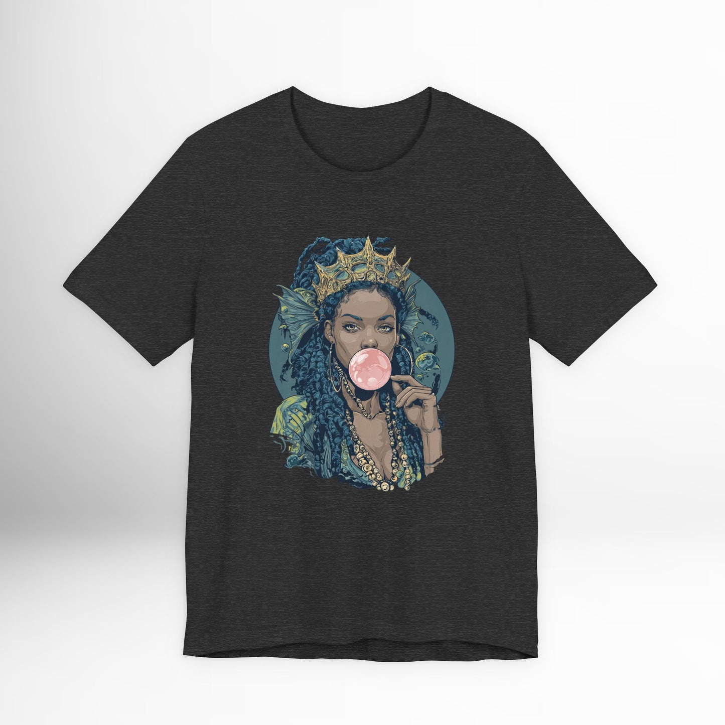 Siren Goddess Bubblegum T-Shirt | Fantasy Ocean Mythology Tee | Mermaid Crown Graphic Shirt | Unique Streetwear Top