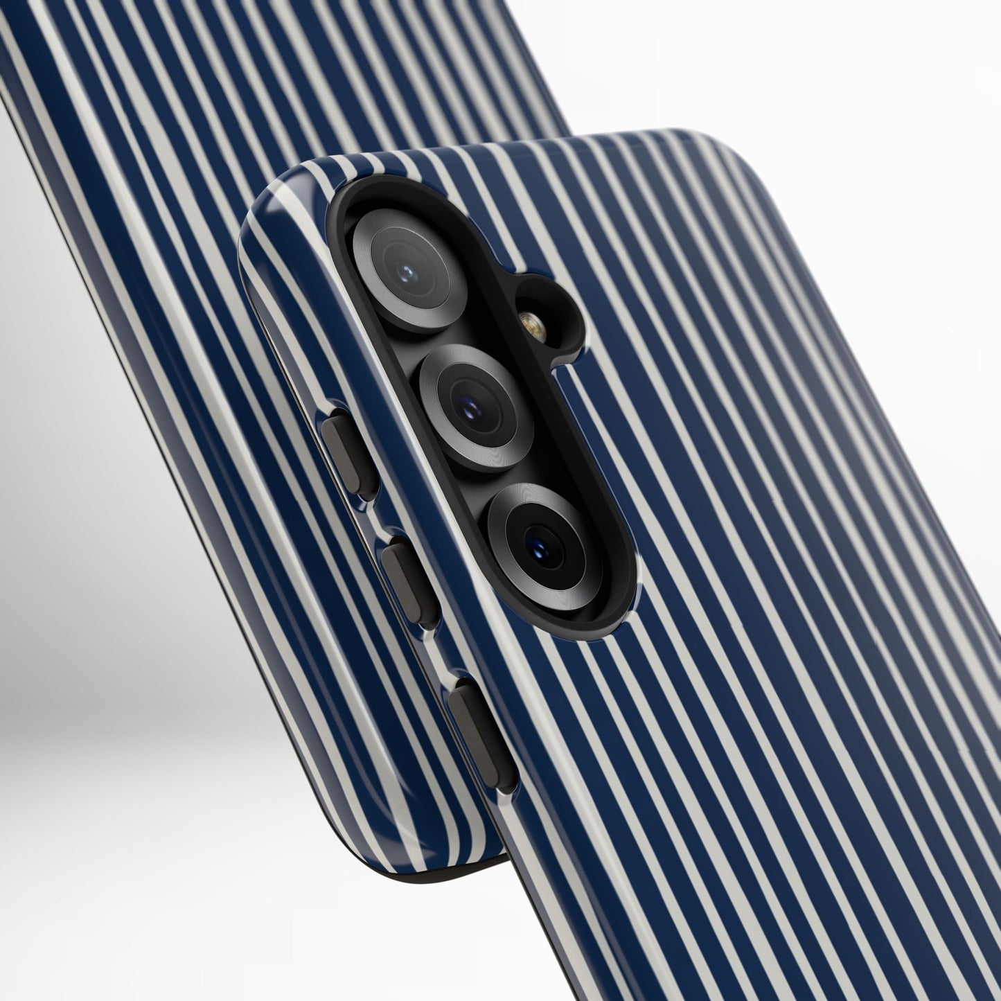 Navy Striped Phone Case | Minimalist Blue and White Stripe Design, Nautical Aesthetic Protective Cover