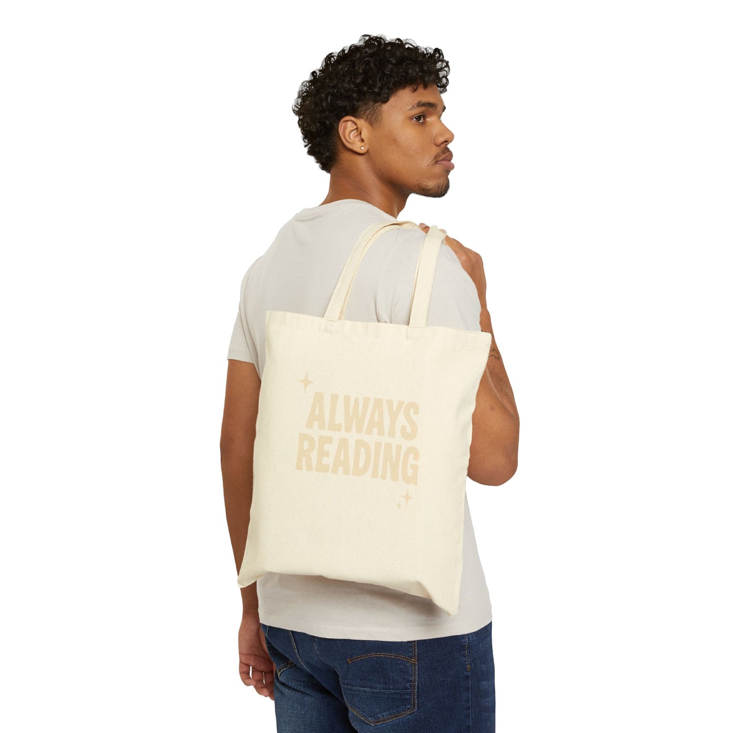 Always Reading Cotton Canvas Tote Bag | Book Lover Gift, Reading Tote, Literary Gift, Eco-Friendly Bag, Library Accessory