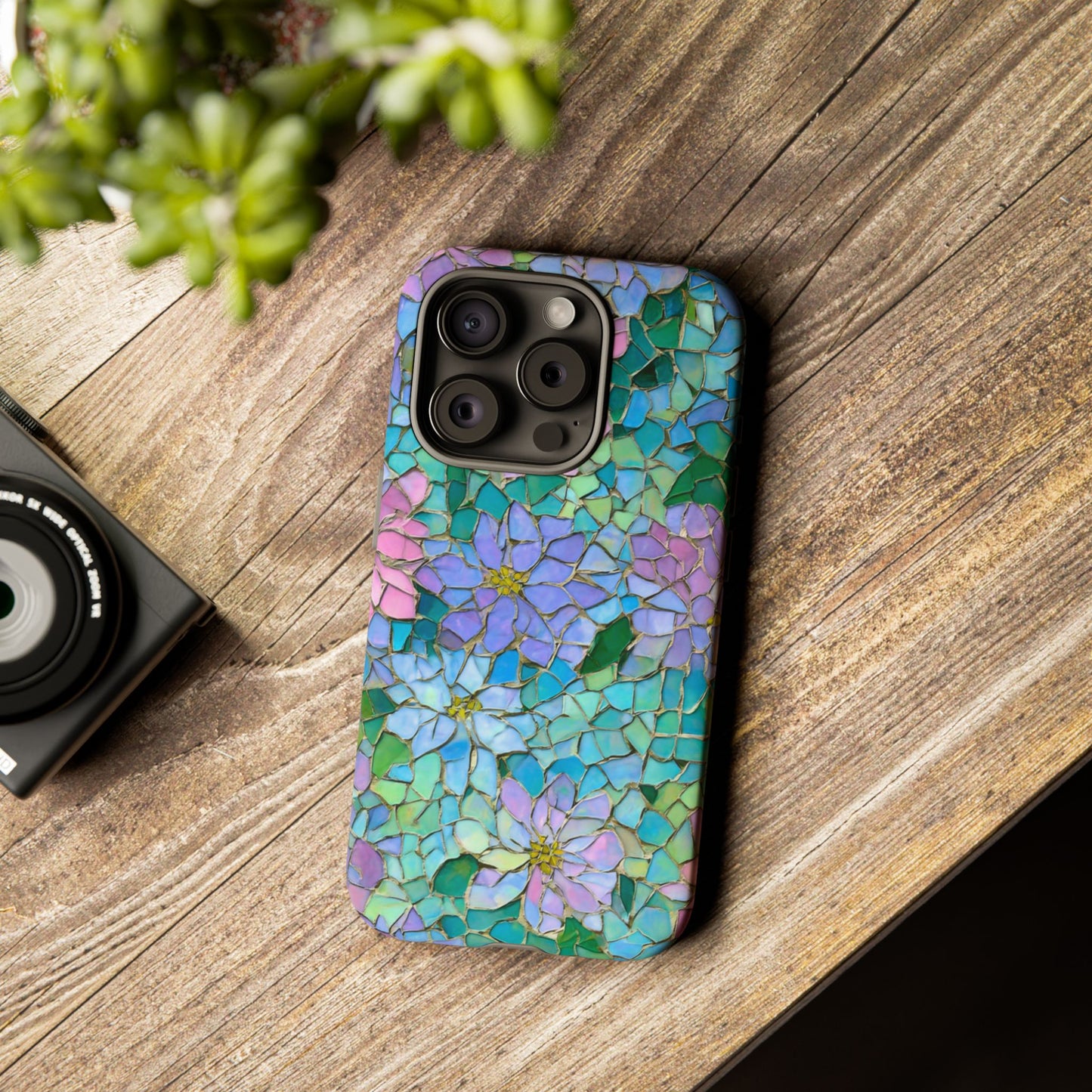 Mosaic Floral Phone Case, iPhone 17 Air Case, Pixel 9 Pro XL Cover, Samsung Galaxy 25 Plus Ultra Tough Case