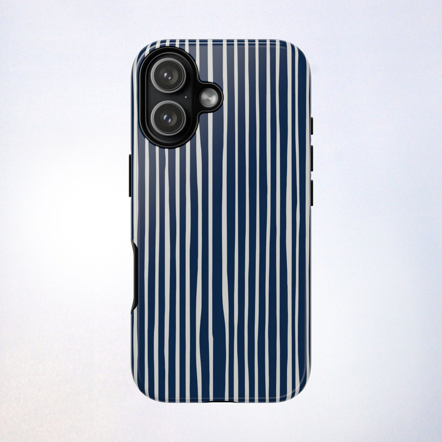 Navy Striped Phone Case | Minimalist Blue and White Stripe Design, Nautical Aesthetic Protective Cover