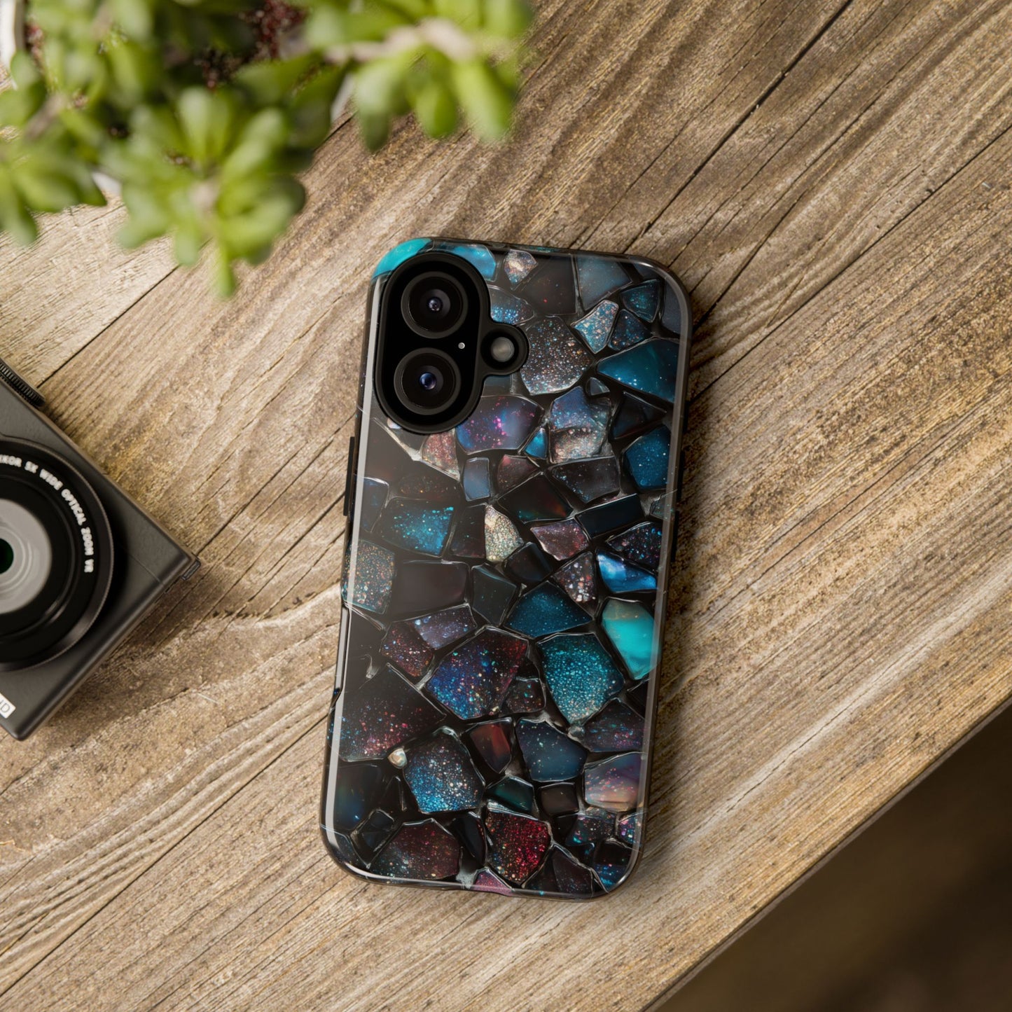 Gemstone Mosaic Phone Case, Crystal Stone Aesthetic Cover, Tough Protective Case for iPhone, Samsung, Pixel