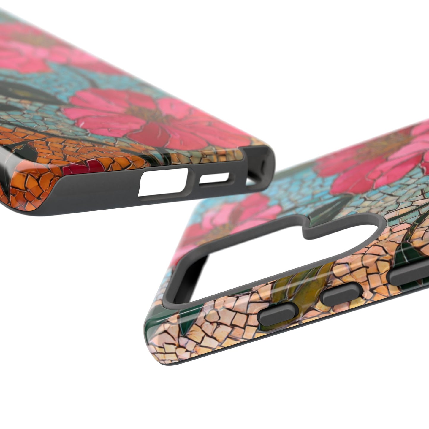 Bright Floral Mosaic Phone Case, iPhone 15 16 17 Pro Air Case, Pixel 9 Pro Cover, Samsung Galaxy 25 Pro Case