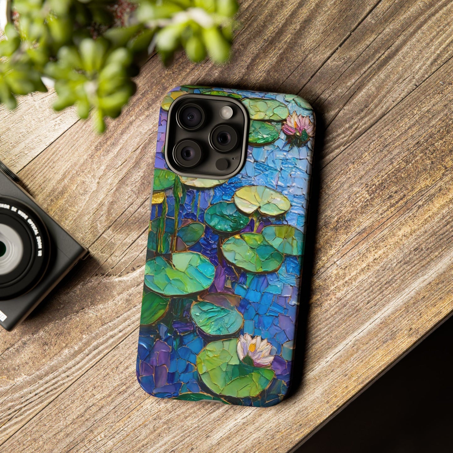 Lily Pad Phone Case, Impressionist Mosaic Botanical Cover, iPhone 15 16 17 Pro Air, Google Pixel 7 8 9 Pro, Samsung S23 S24 S25 S26 Ultra