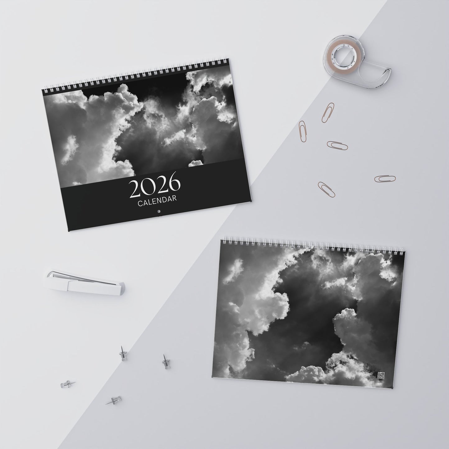 2026 Wall Calendar, Minimal Black and White Photography Calendar, Modern Home Office Decor, Monthly Planner Gift