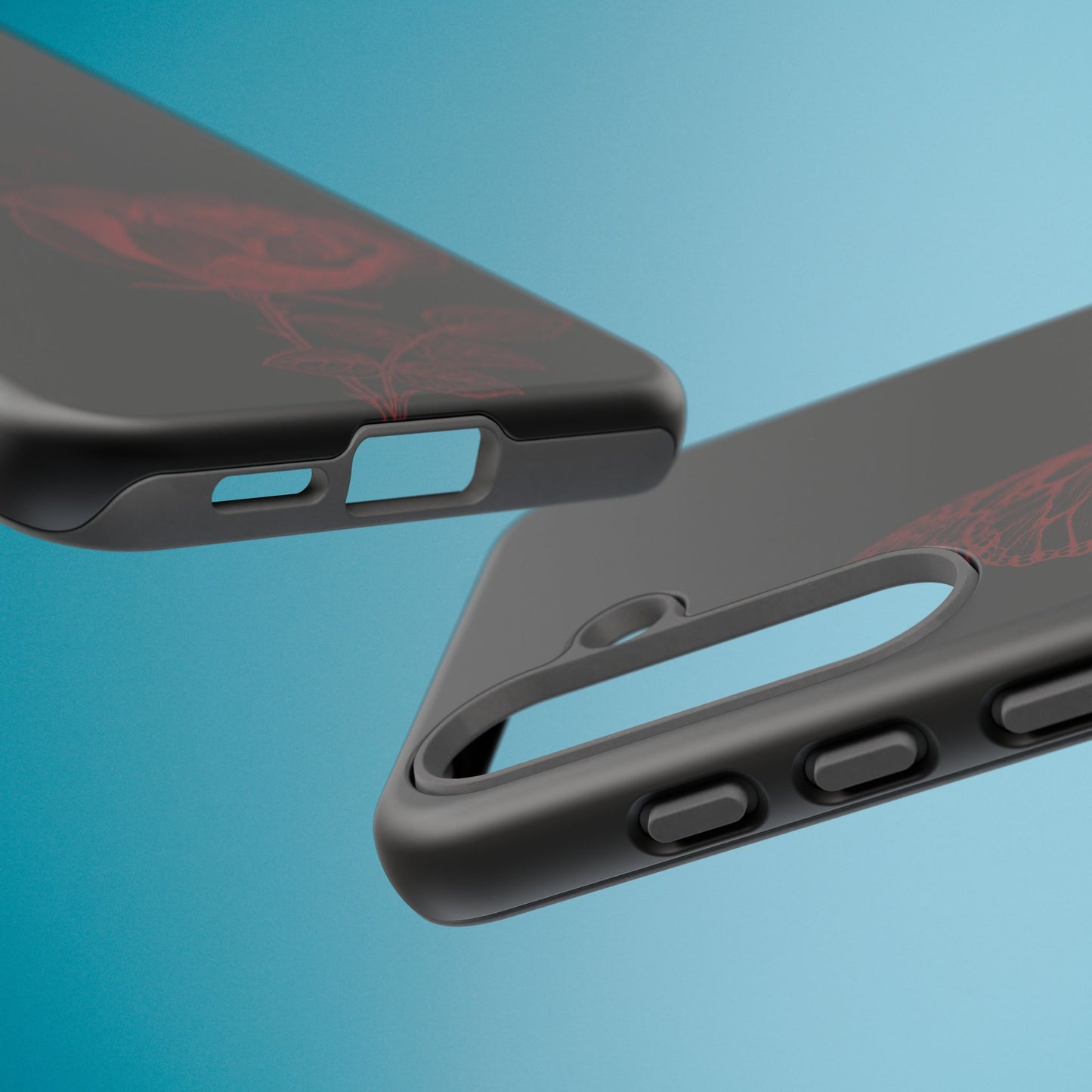 Black Rose and Butterfly Phone Case - Dark Academia Aesthetic Gothic iPhone, Galaxy and Pixel Cover