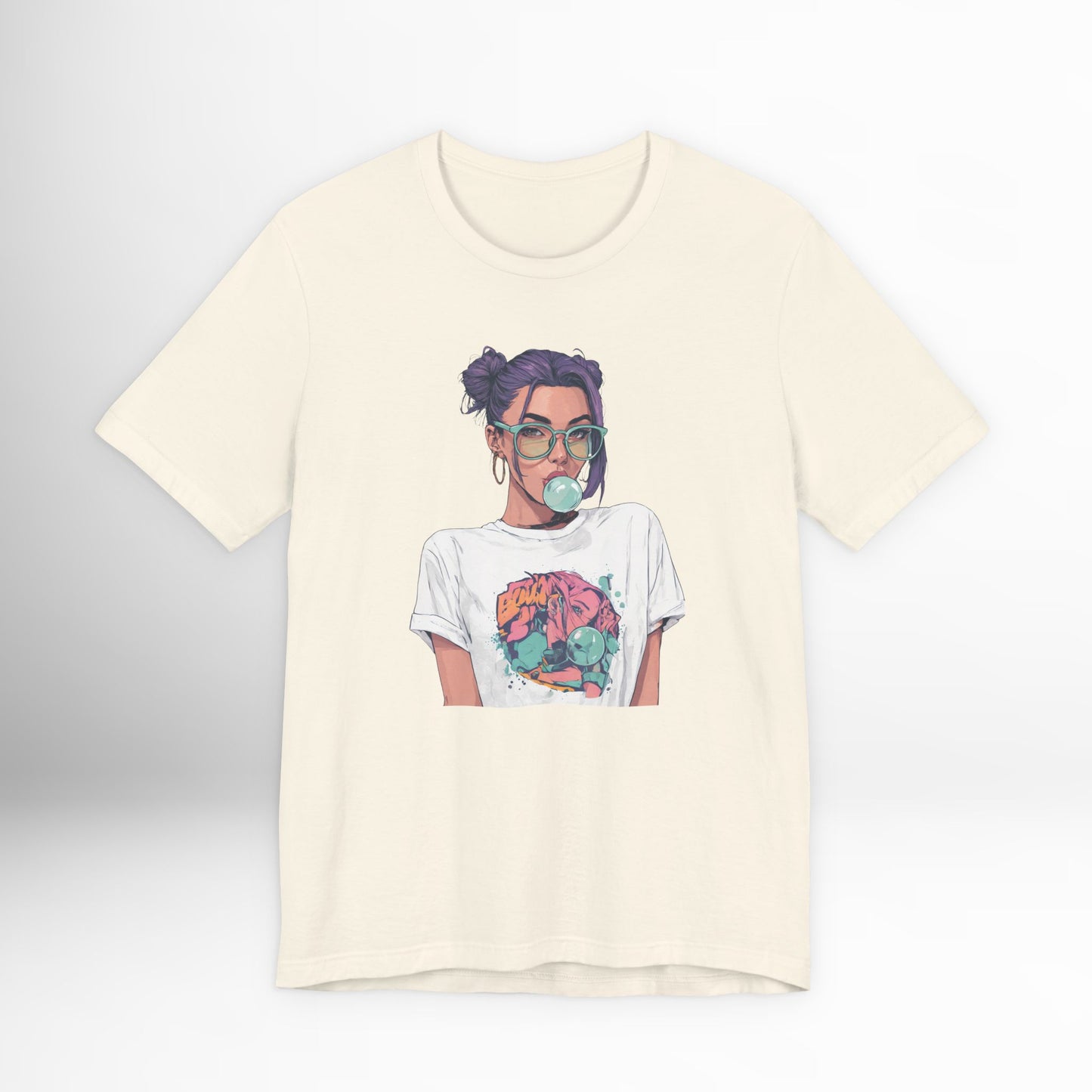 Anime Girl Graphic T Shirt, Bubblegum Pop Art Tee, Japanese Streetwear Aesthetic, Cool Manga Style Top, Gift for Anime Fans
