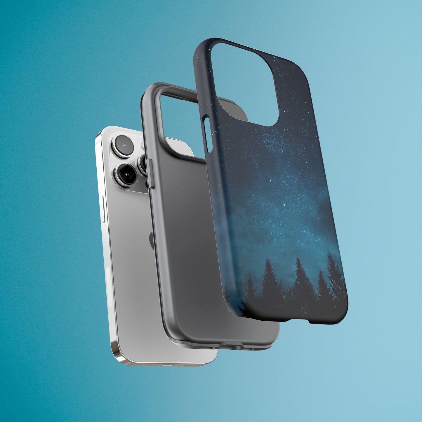 Dark Starry Night Phone Case - Winter Theme Phone Cover for iPhone, Pixel and Samsung Galaxy Models