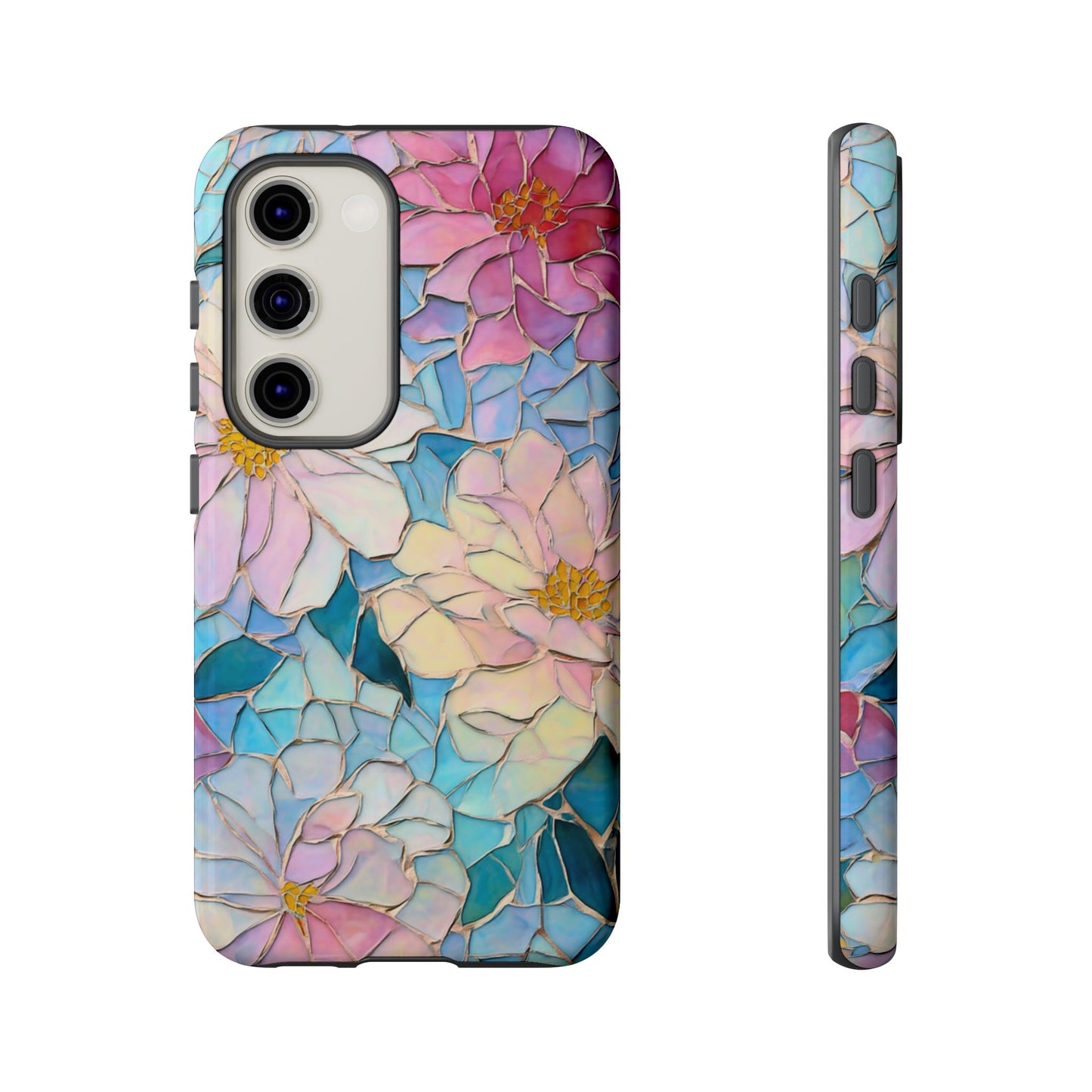 Floral Mosaic Phone Case, Colorful Flower Art Cover, Protective iPhone Samsung Pixel Case, New Phone Accessory, Gift for Friend