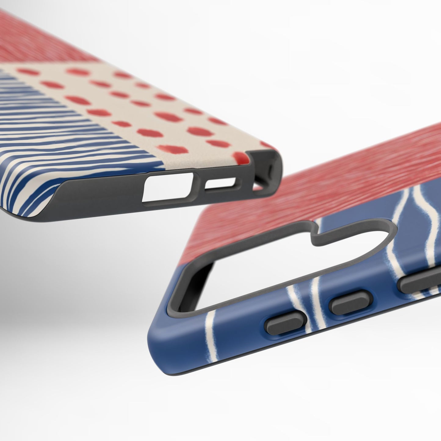 Abstract Geometric Phone Case | Red, Blue & White Pattern Cover for iPhone, Galaxy, Pixel