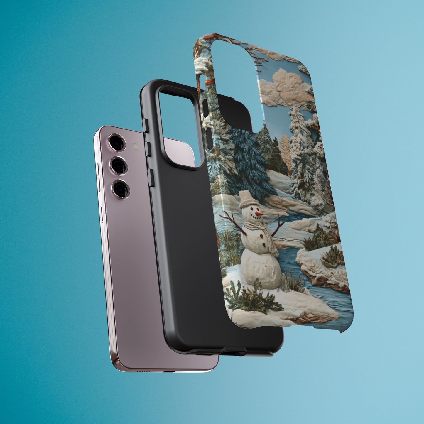 Snowman Winter Scene Phone Case Christmas Holiday Cover for iPhone Samsung Pixel